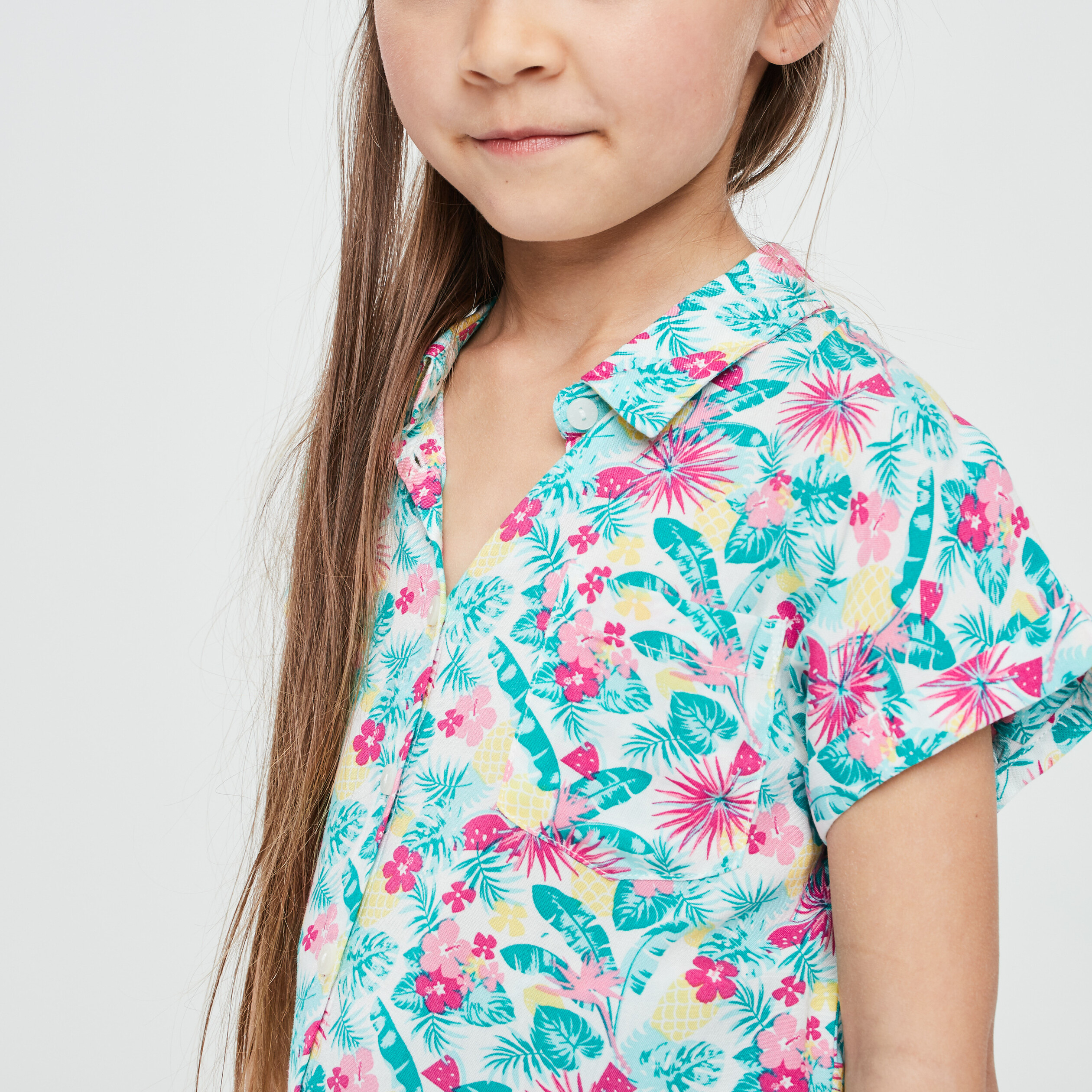 Chemise manches courtes blanc fille