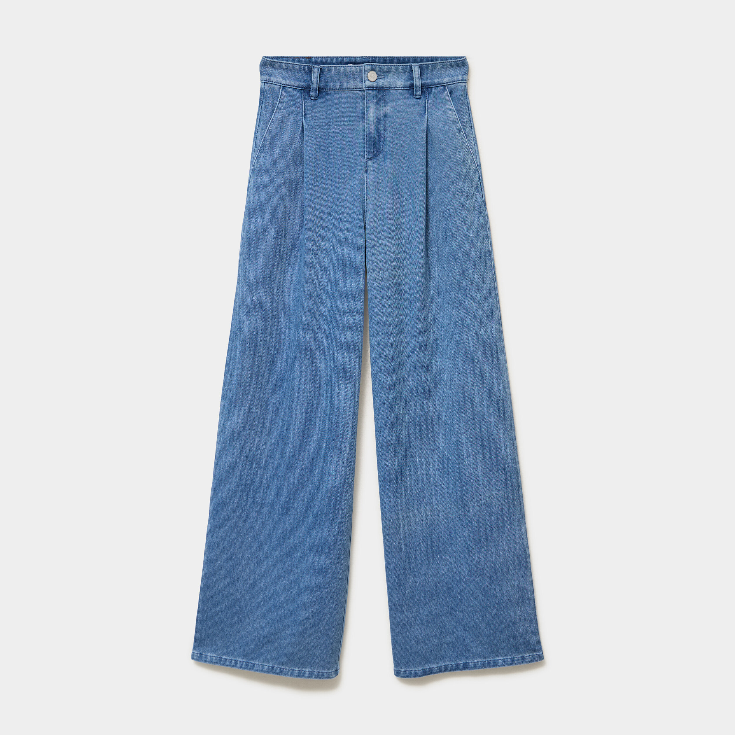 Jean large &agrave; pinces denim double stone femme
