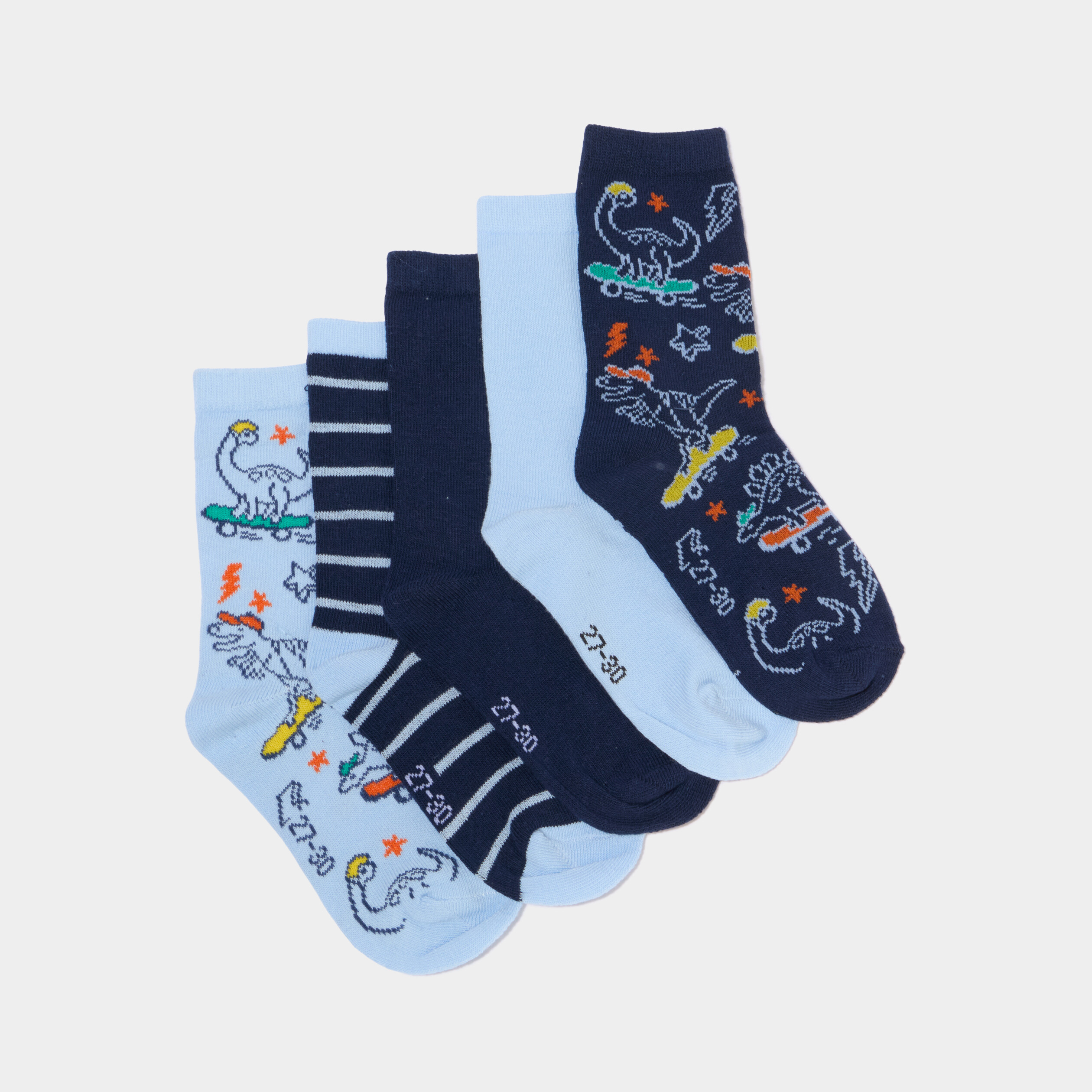 Lot 5 paires chaussettes mi-hautes multicolore gar&ccedil;on