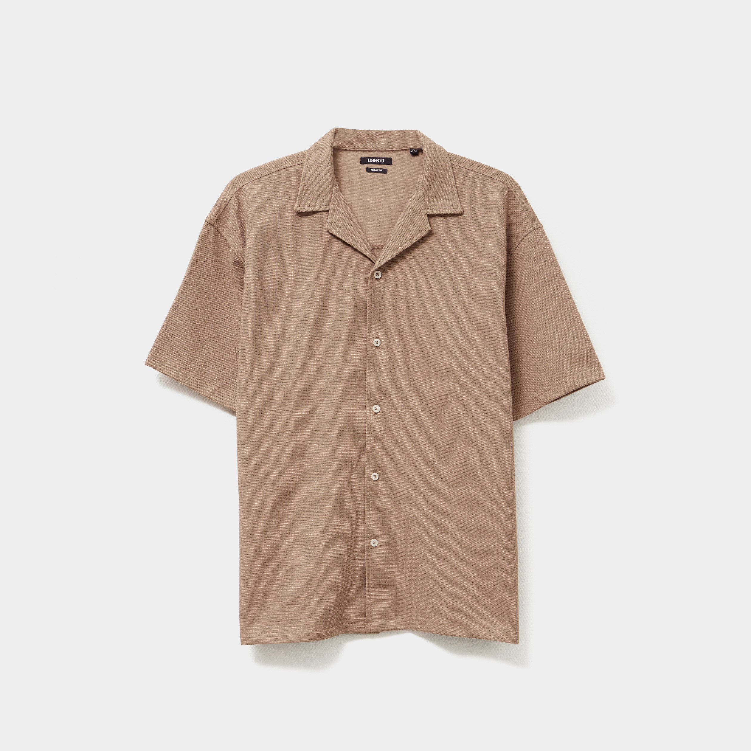 chemise col cubain manches courtes taupe homme Chemise col cubain manches courtes taupe homme