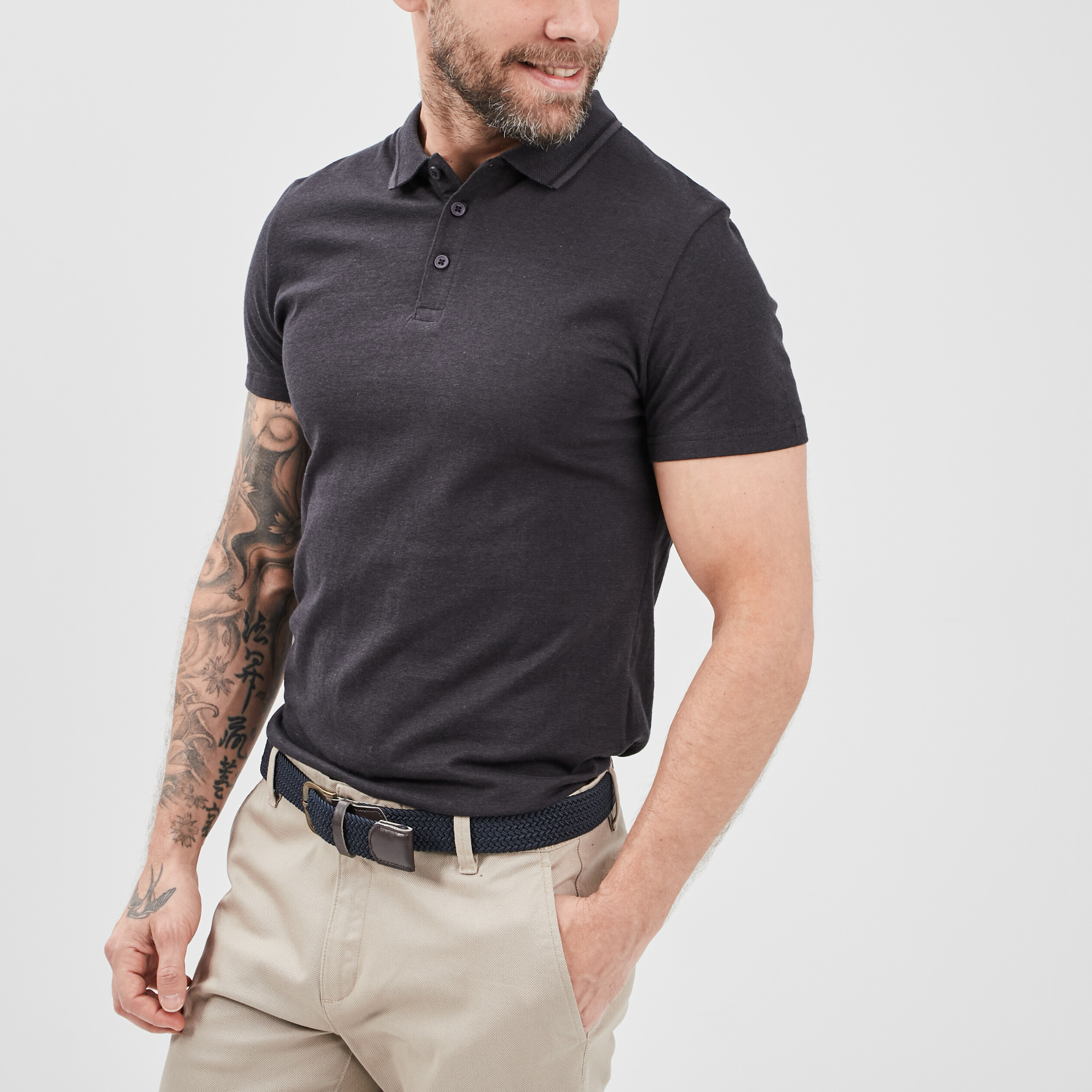 polo manches courtes gris fonce homme Polo manches courtes gris foncé homme
