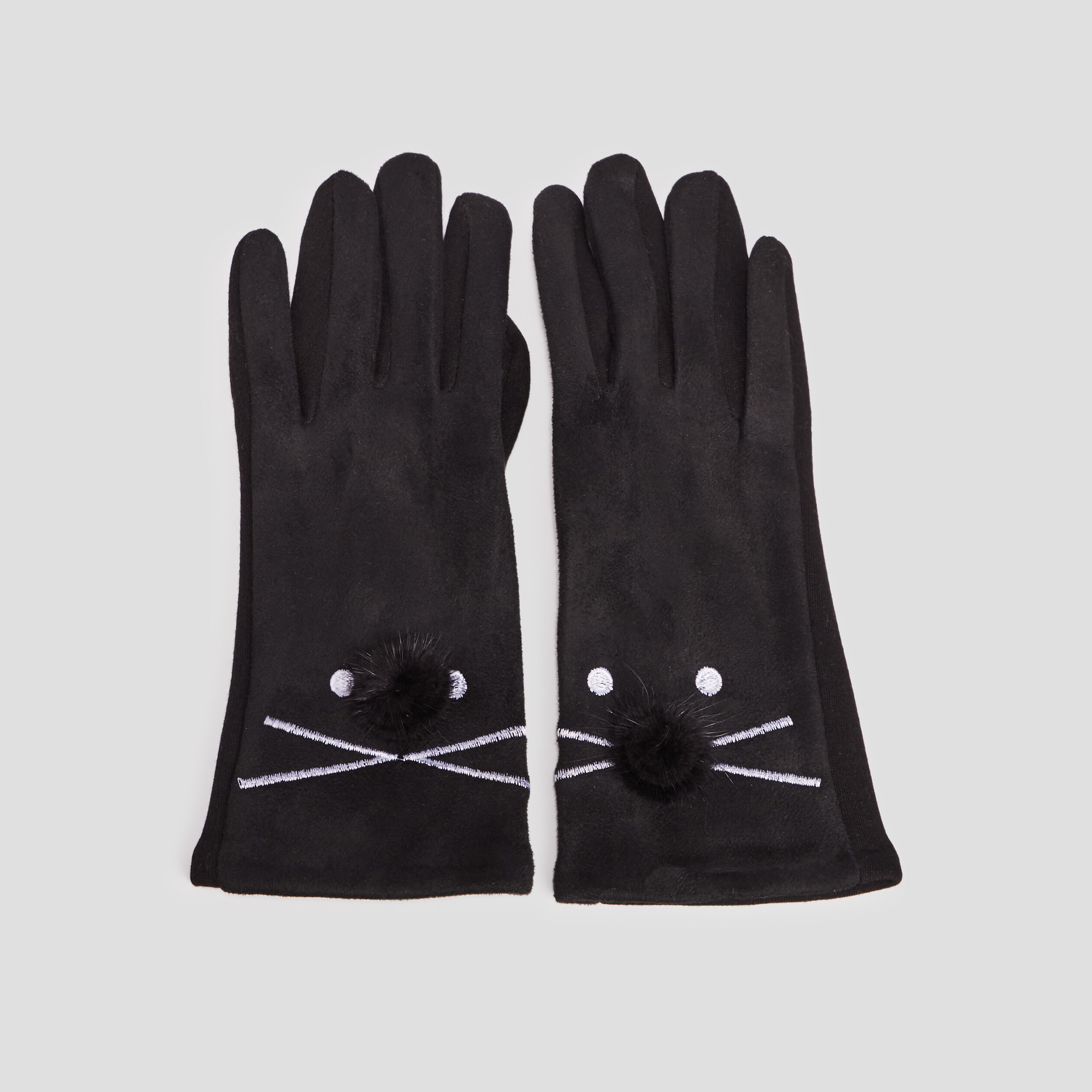 gants avec pompons noir femme Gants avec pompons noir femme