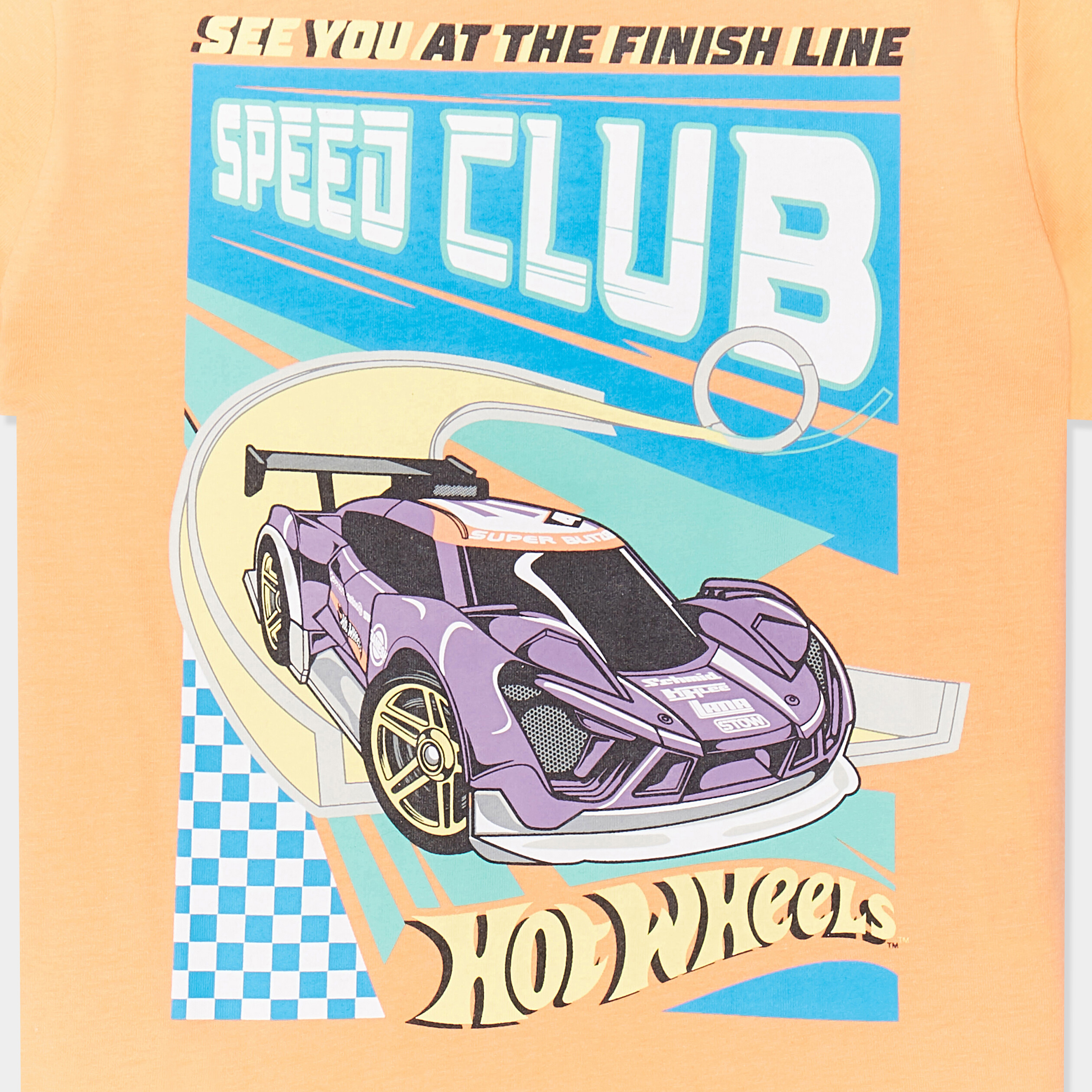 t shirt manches courtes coton hotwheels orange clair garcon T-shirt manches courtes coton Hotwheels orange clair garçon
