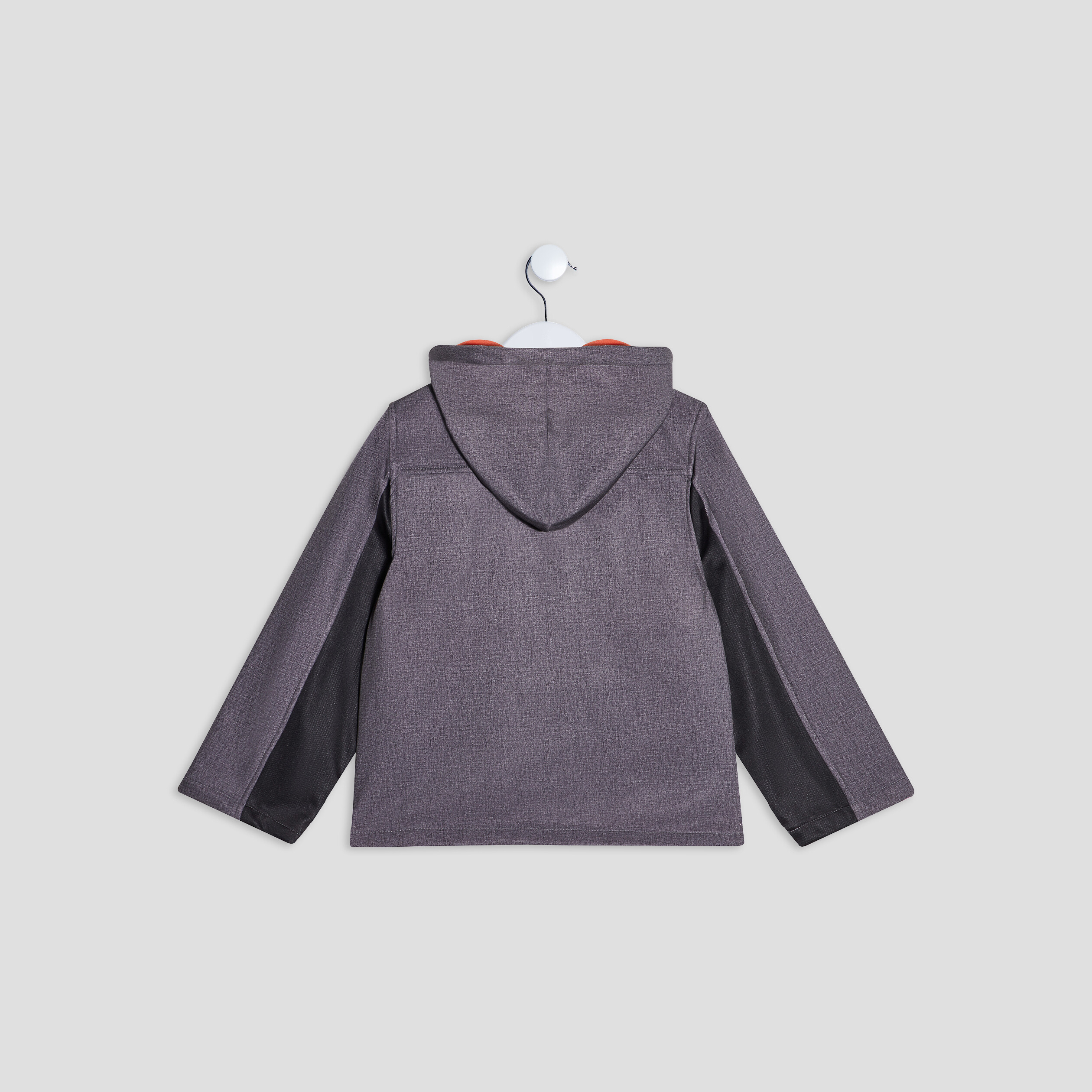 Veste déperlante droite à capuche gris foncé garçon