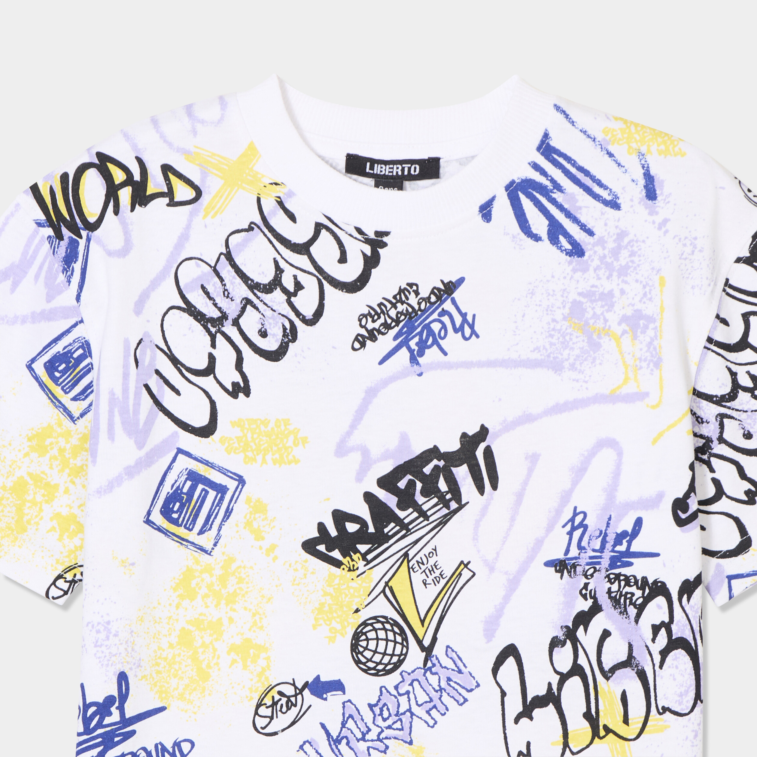 t shirt col rond manches courtes liberto blanc garcon T-shirt col rond manches courtes Liberto blanc garçon