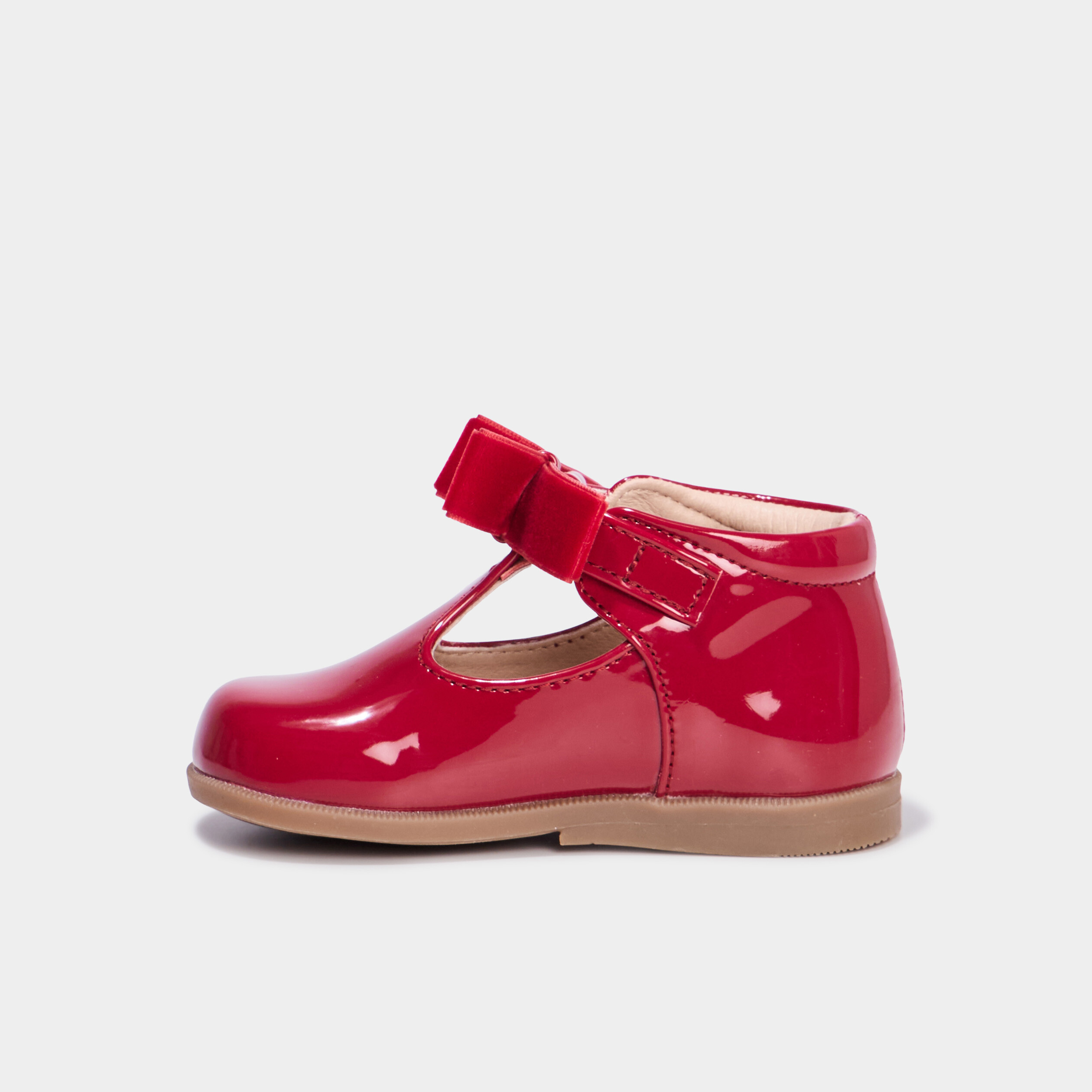 Babies vernies avec noeuds bordeaux bébé fille