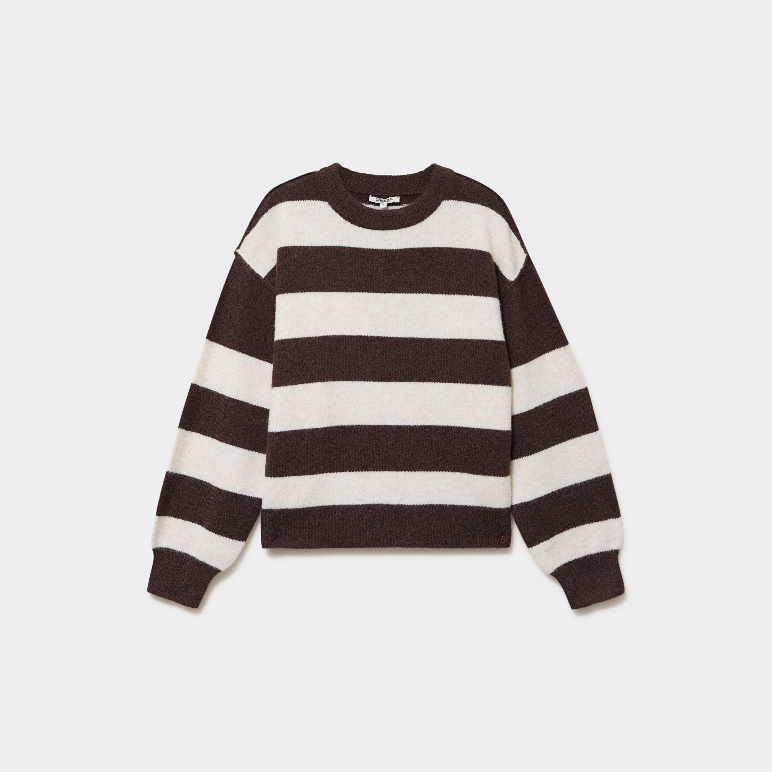 Pull col rond avec manches longues ecru femme