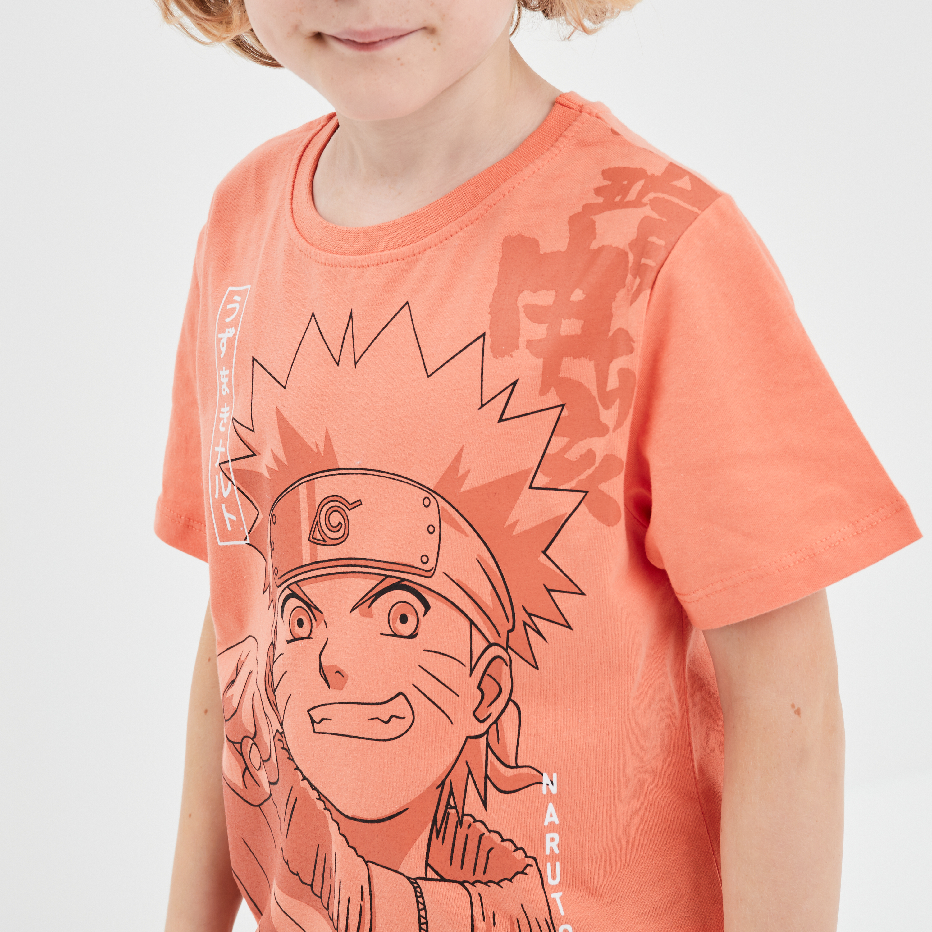 t shirt droit manches courtes naruto orange fonce garcon T-shirt droit manches courtes Naruto orange foncé garçon