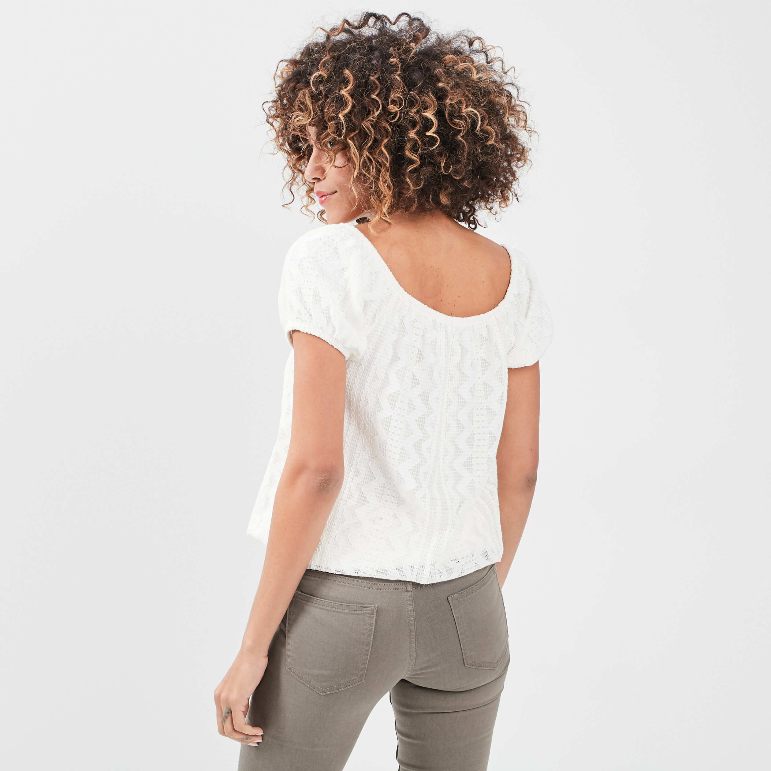 T-shirt manches courtes ecru femme