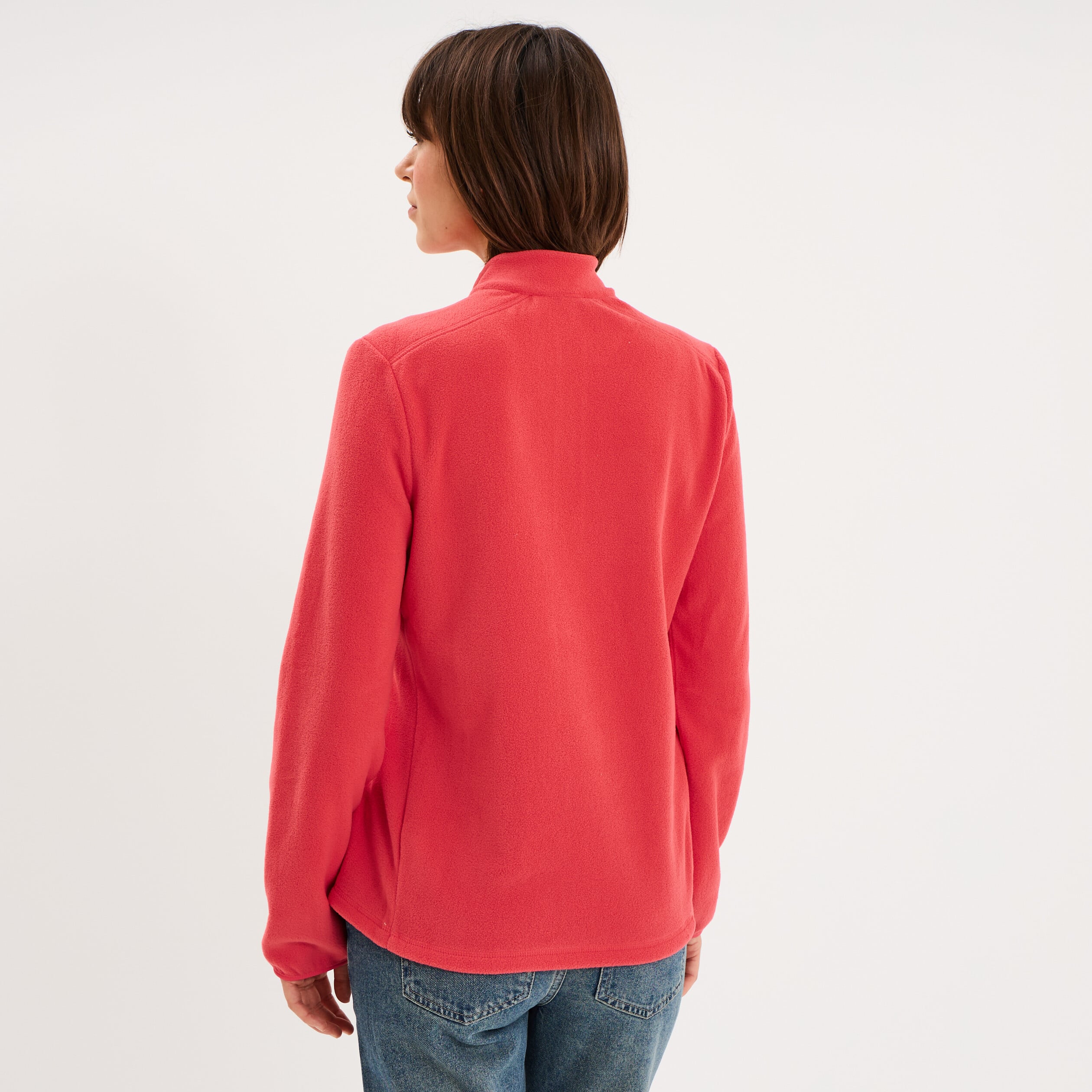 Sweat polaire col camionneur rose femme