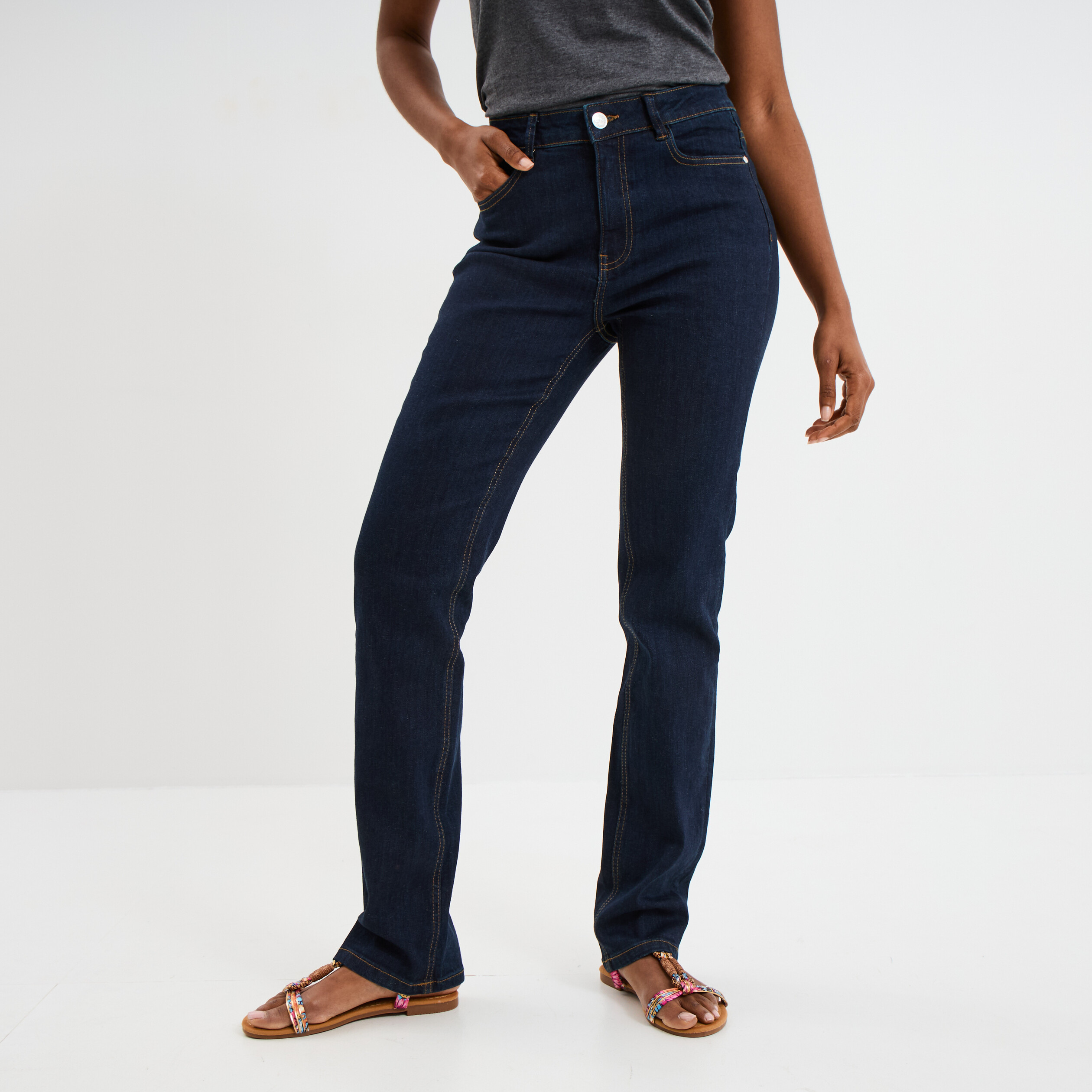jeans regular 5 poches coton creeks denim brut femme Jeans regular 5 poches coton Creeks denim brut femme