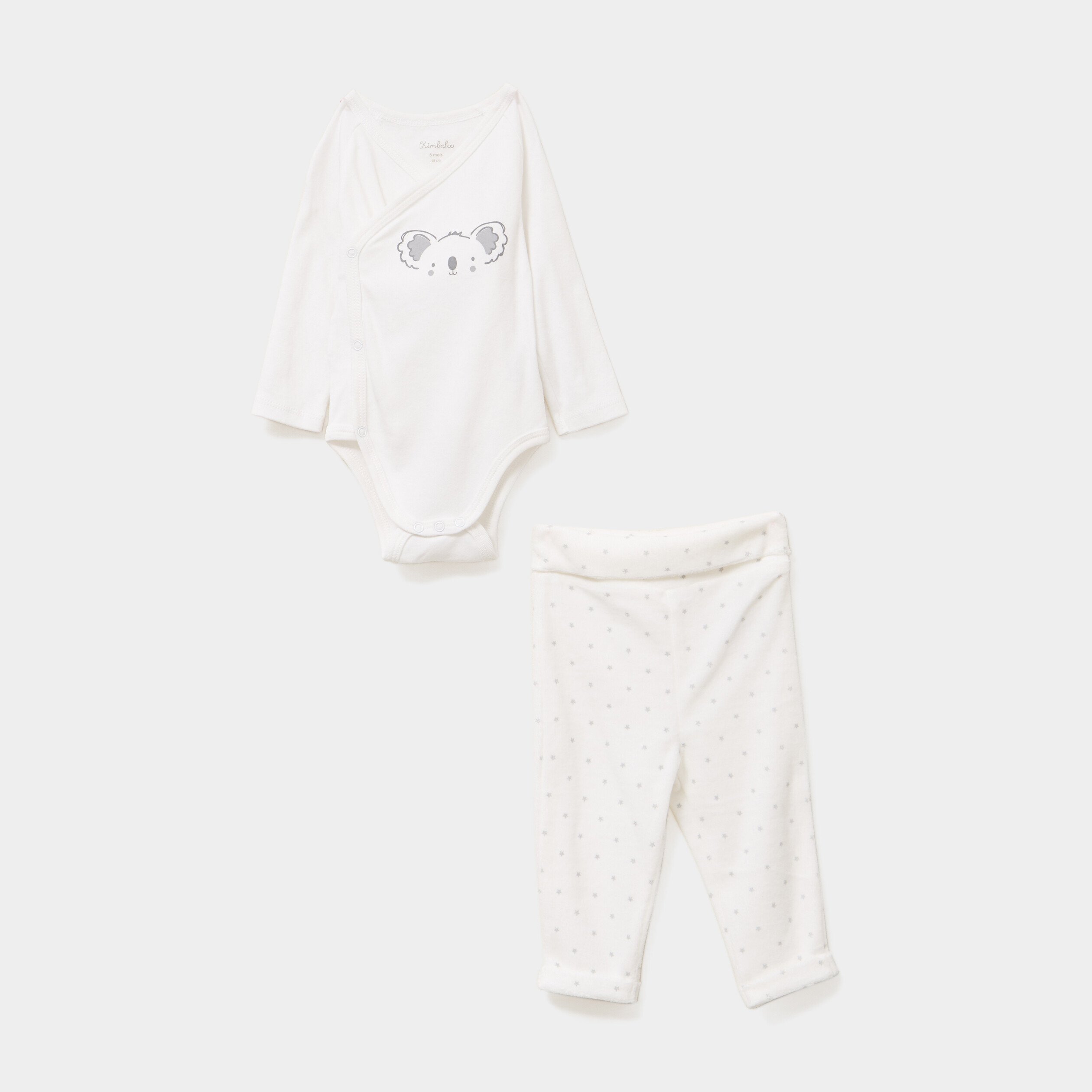 ensemble 2 pieces coton blanc bebeg Ensemble 2 pièces coton blanc bébé garçon