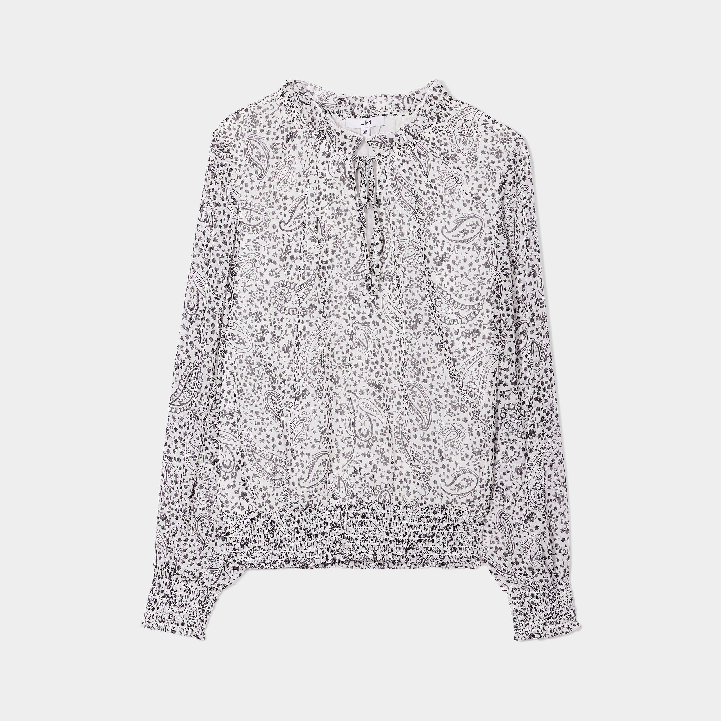 Blouse manches longues col montant ecru femme