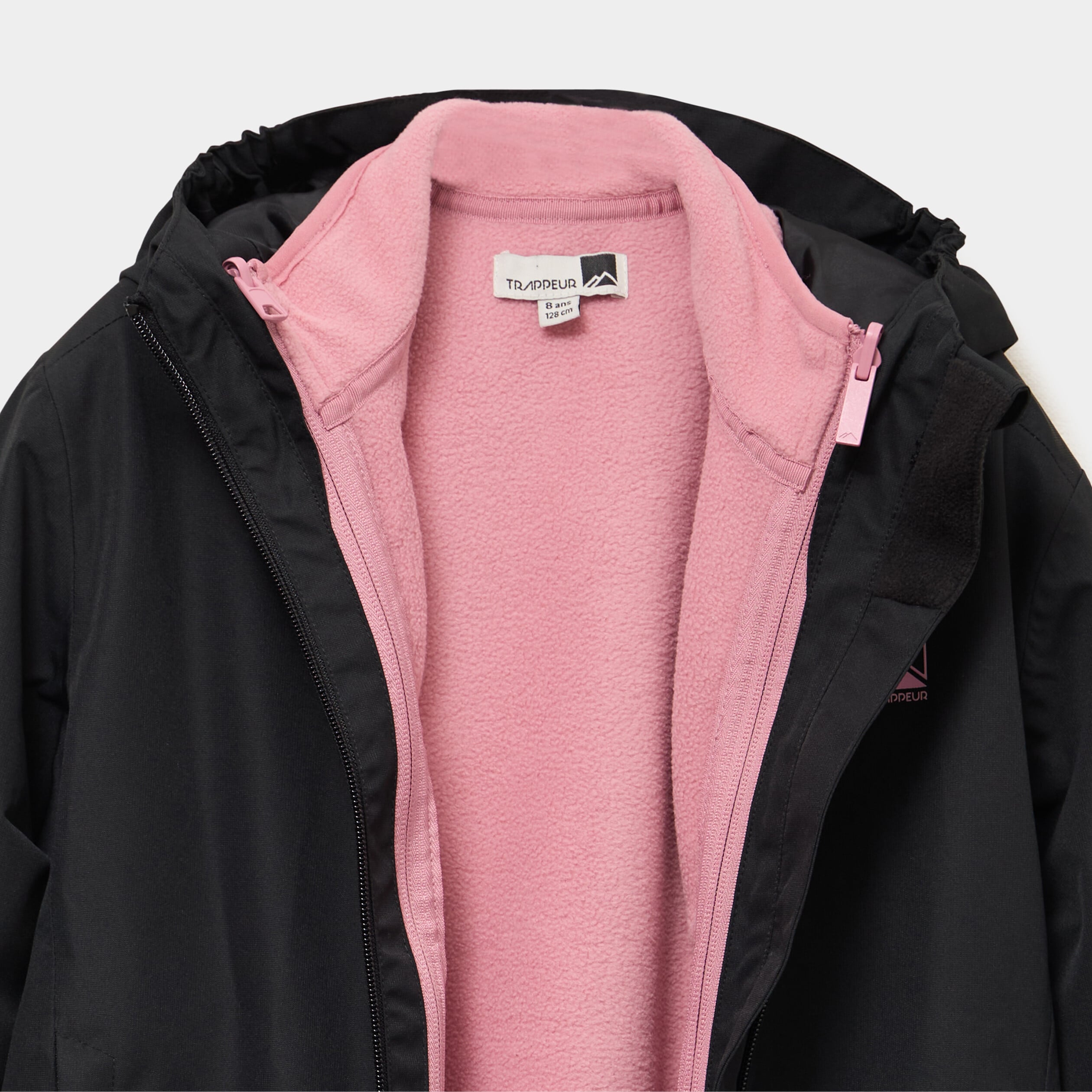 Parka 3-en-1 &agrave; capuche imperm&eacute;able noir fille