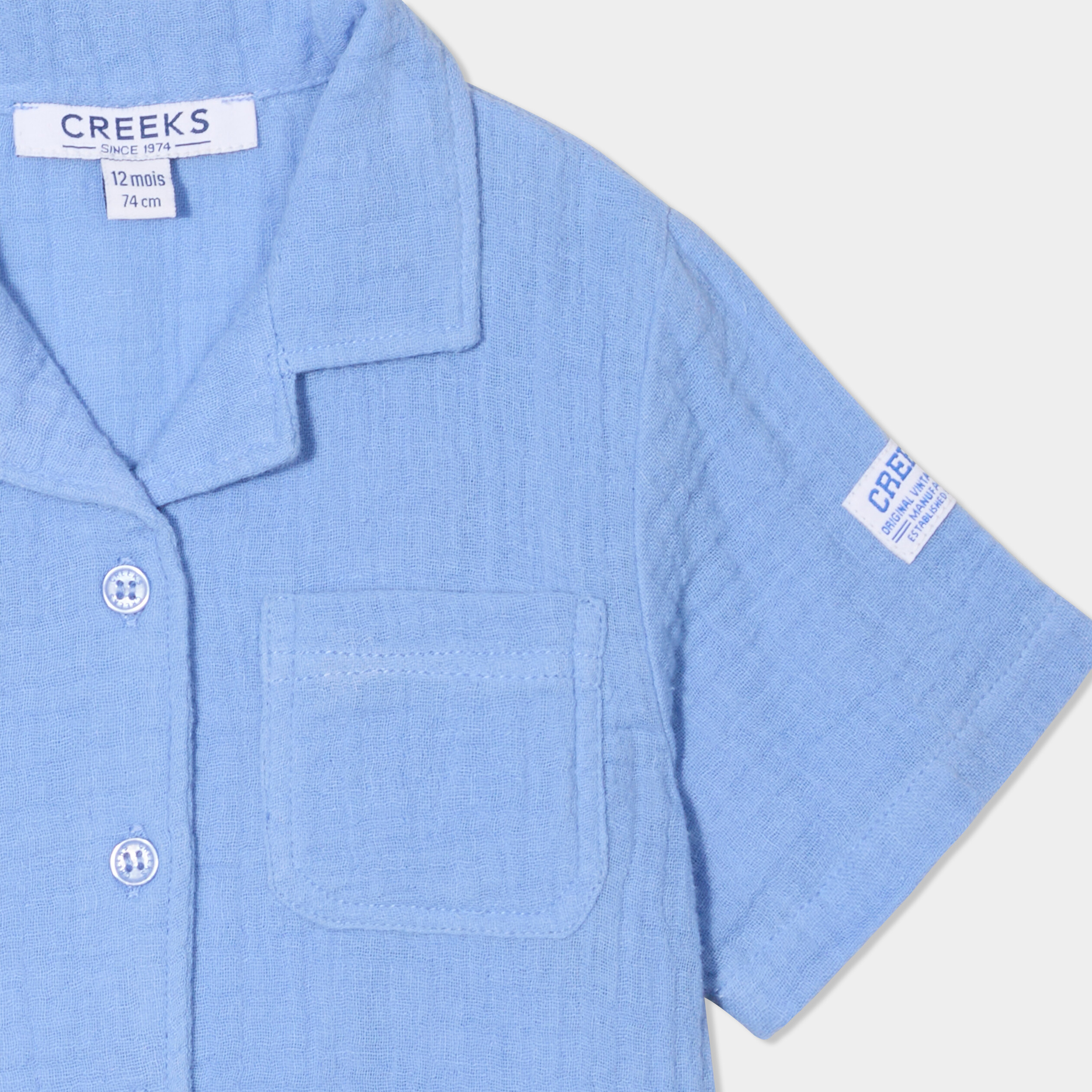 ensemble pyjama short chemise gaze coton bleu lavande bebeg Ensemble pyjama short chemise gaze coton bleu lavande bébé garçon