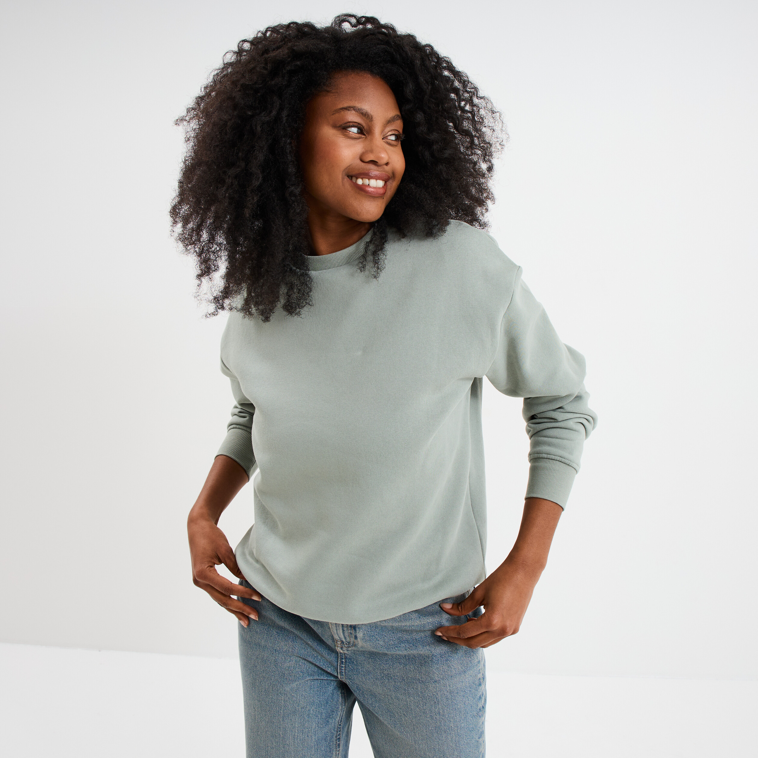 sweat col rond manches longues vert pastel femme Sweat col rond manches longues vert pastel femme