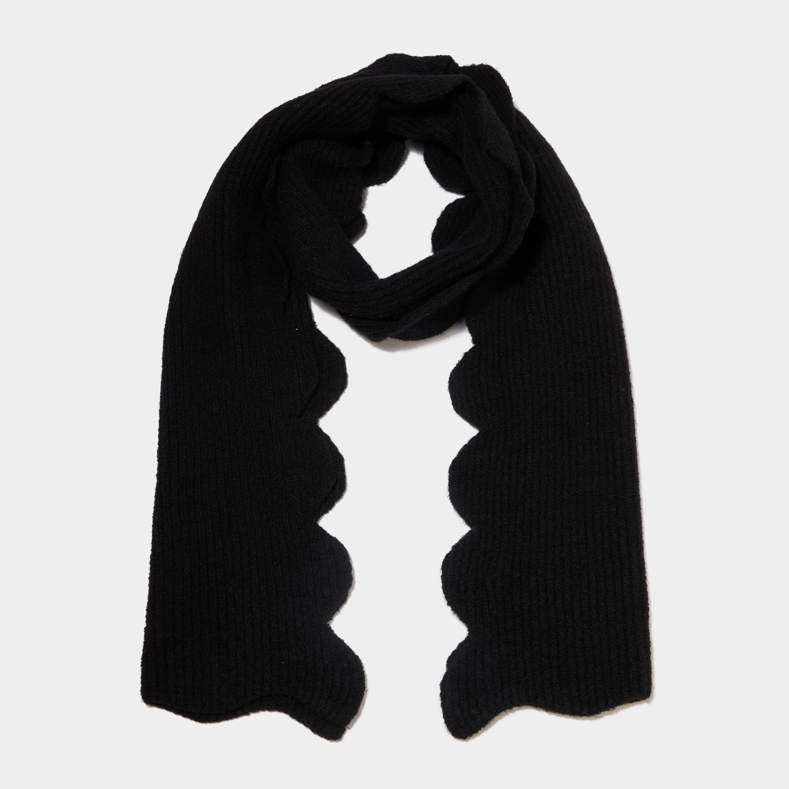 &Eacute;charpe &agrave; bord festonn&eacute; noir femme