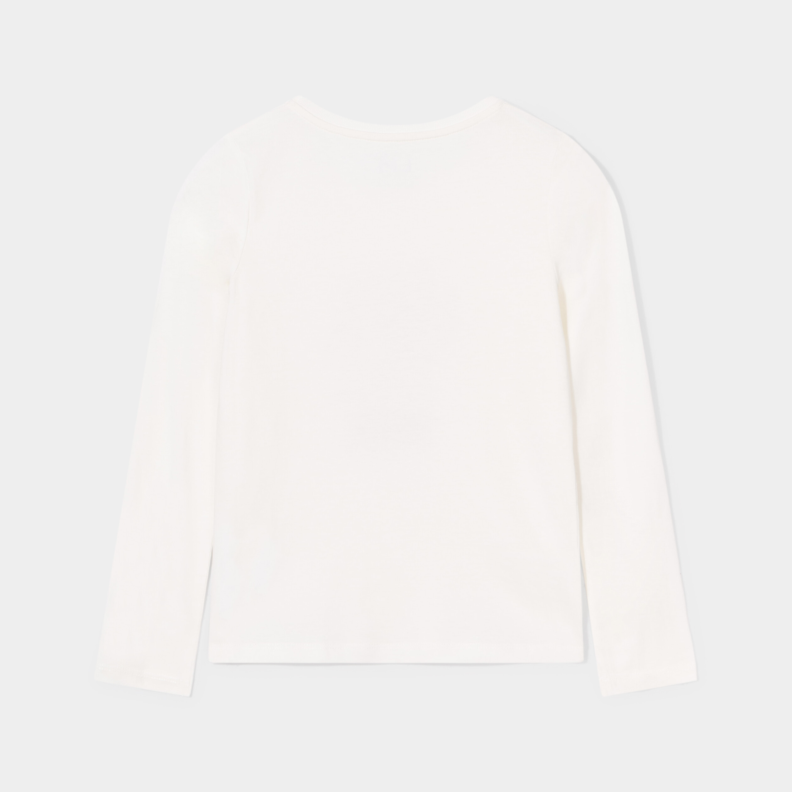 t shirt col rond manches longues coton ivoire fille T-shirt col rond manches longues coton ivoire fille