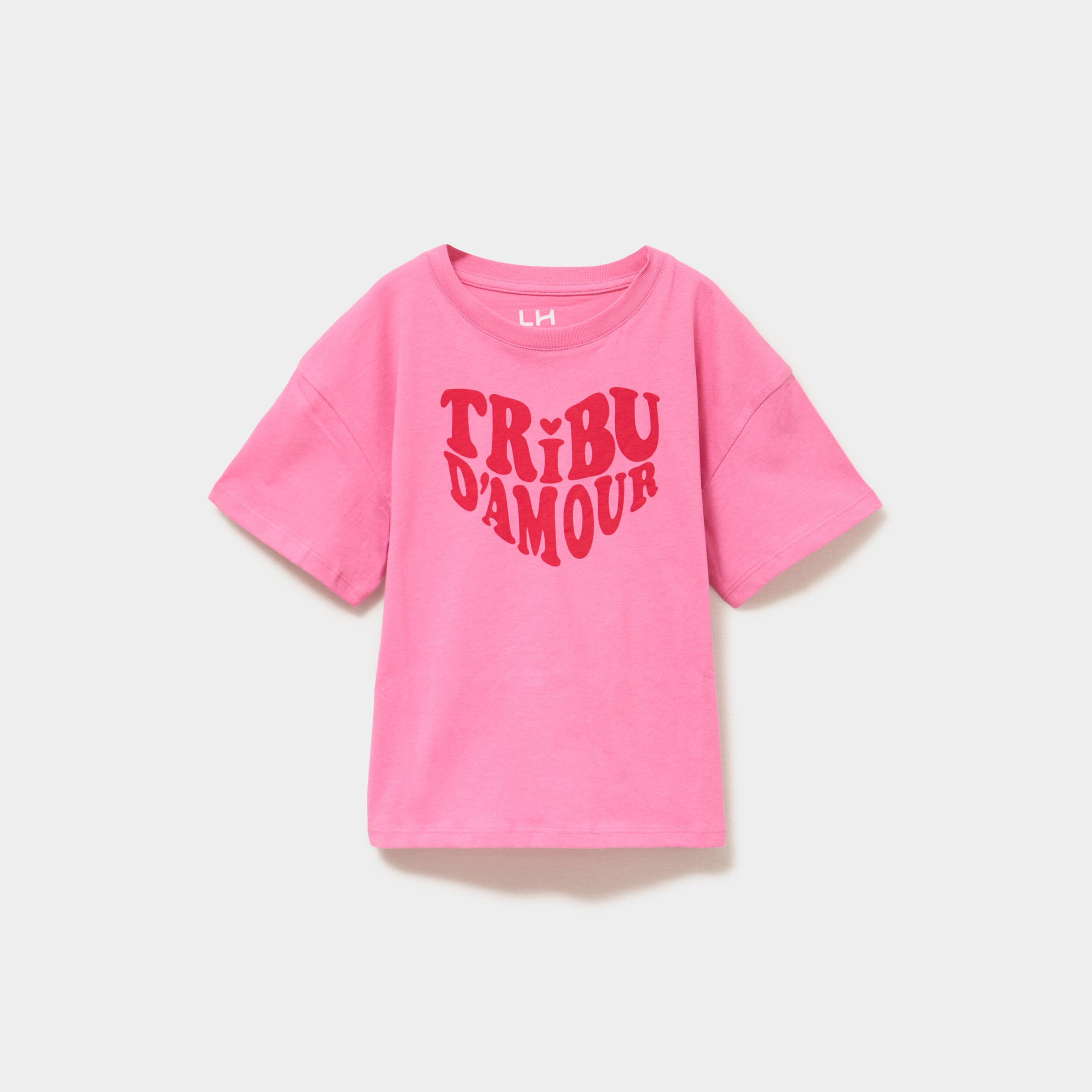 T-shirt manches courtes coton rose fille