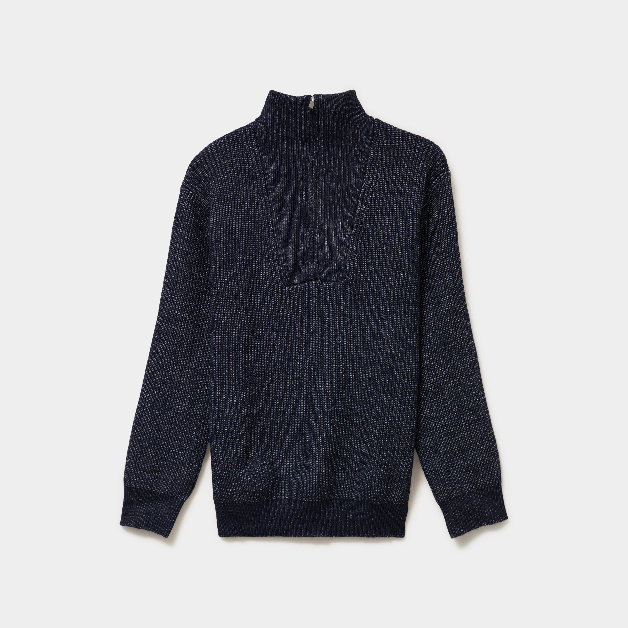 Pull avec col camionneur c&ocirc;tel&eacute; bleu fonc&eacute; homme