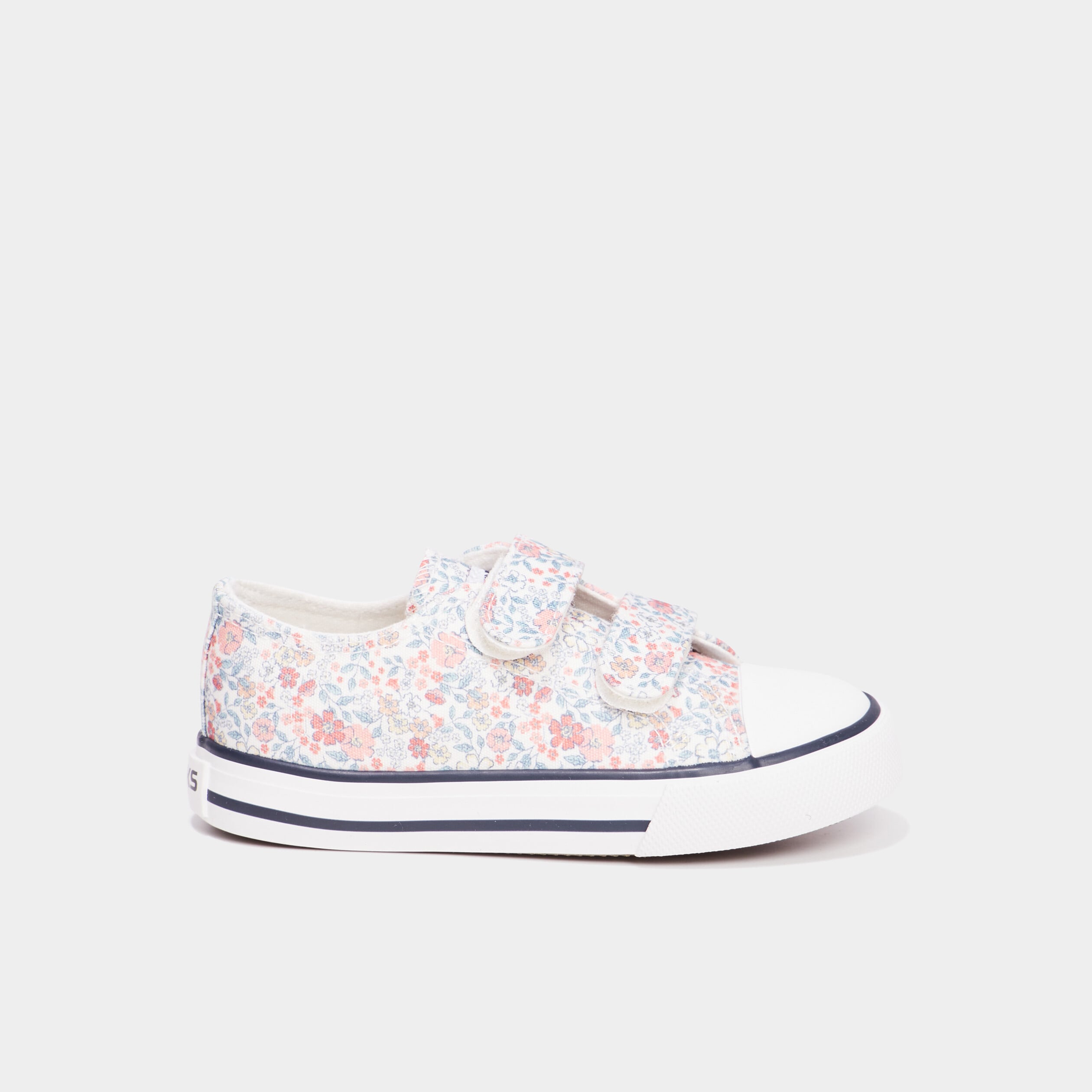 Baskets toile &agrave; scratchs bout renforc&eacute; ecru fille