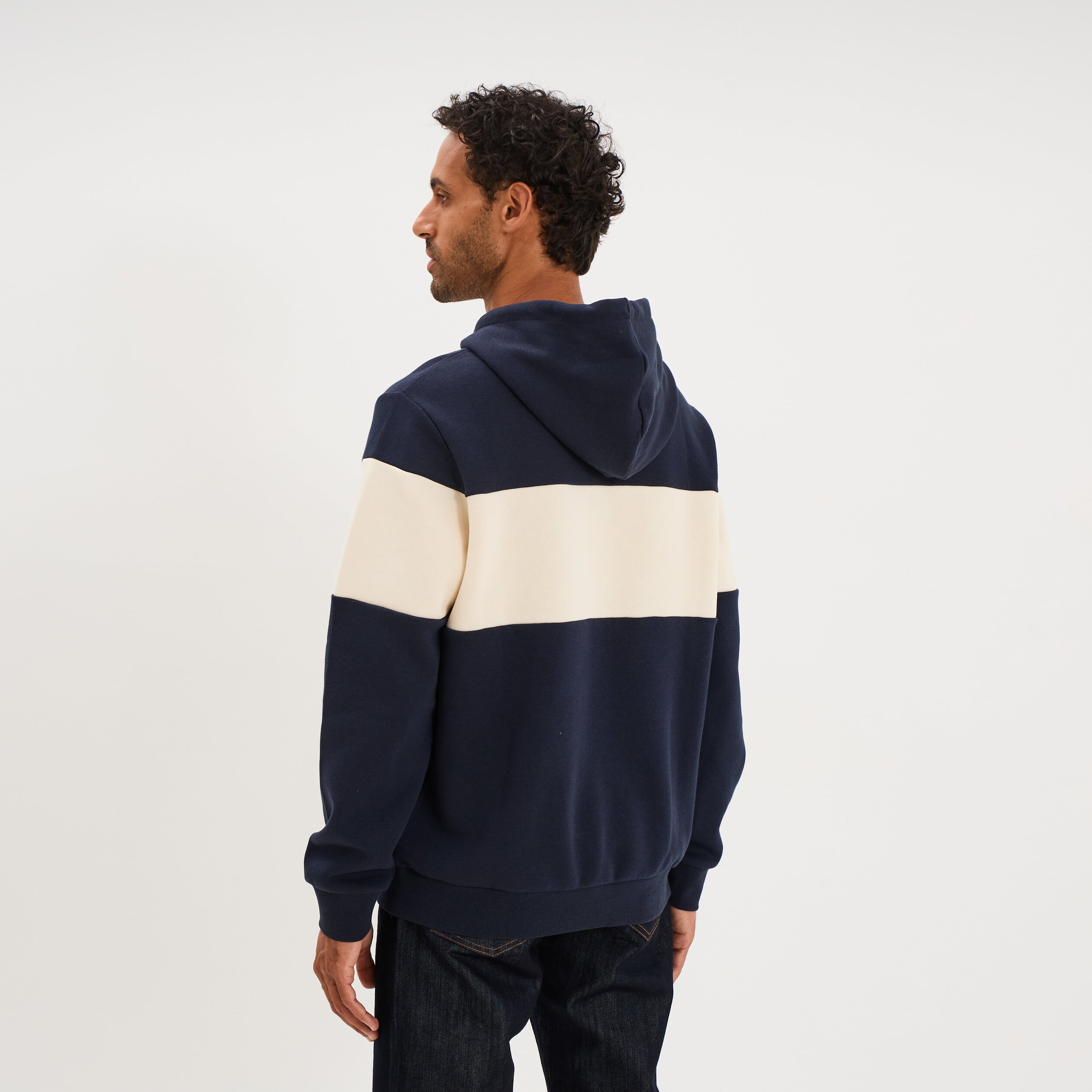 Sweat hoodie 1 poche bleu marine homme