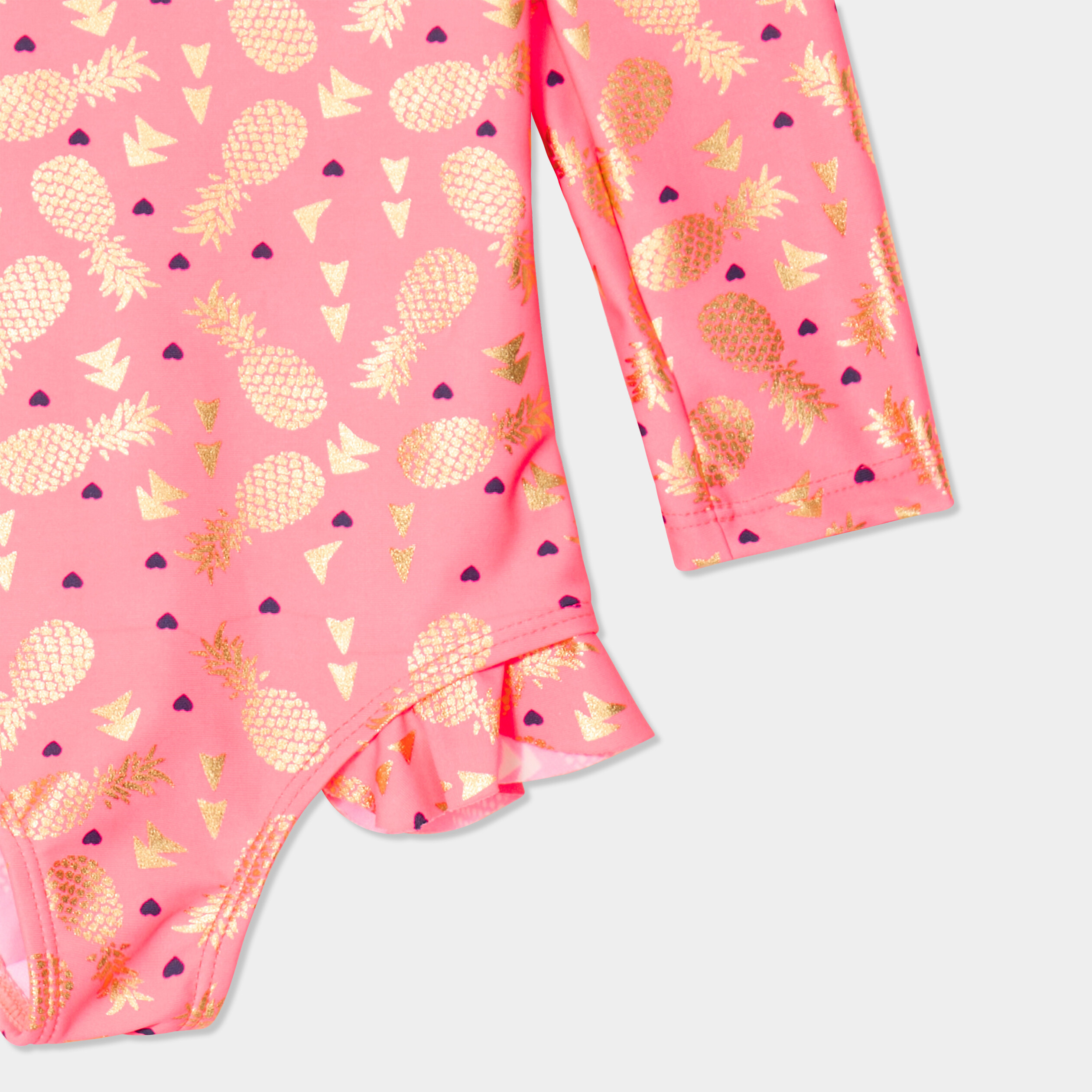 combinaison de bain manches longues orange corail bebef Combinaison de bain manches longues orange corail bébé fille