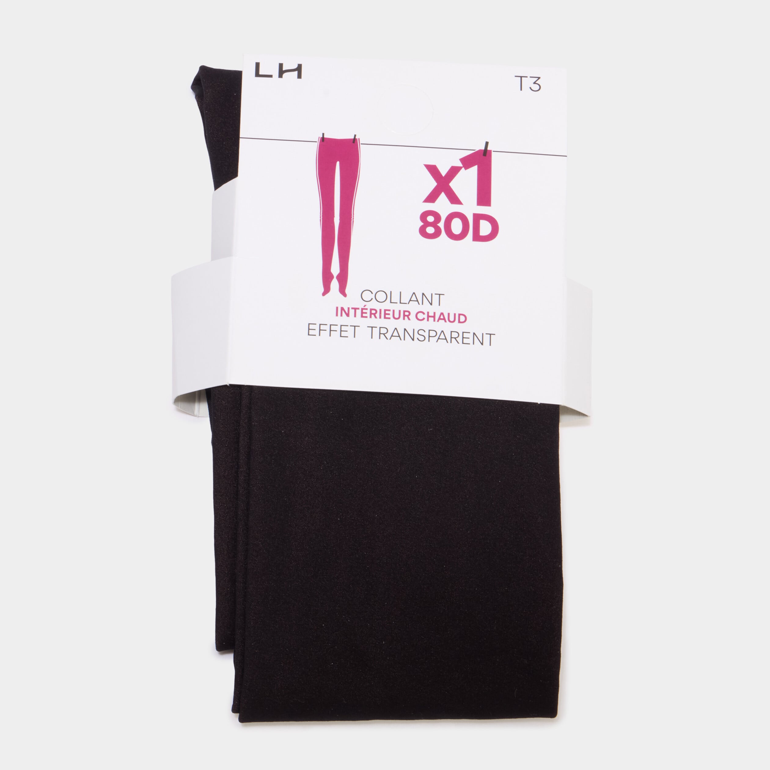 Collant polaire effet transparent 80D noir femme