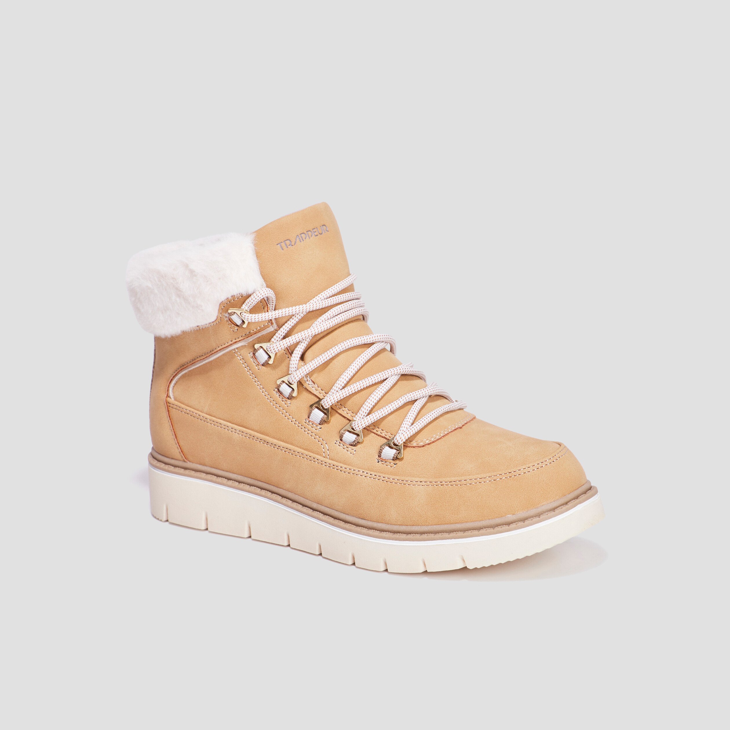 Bottines fourr es lacets Trappeur sable femme La Halle