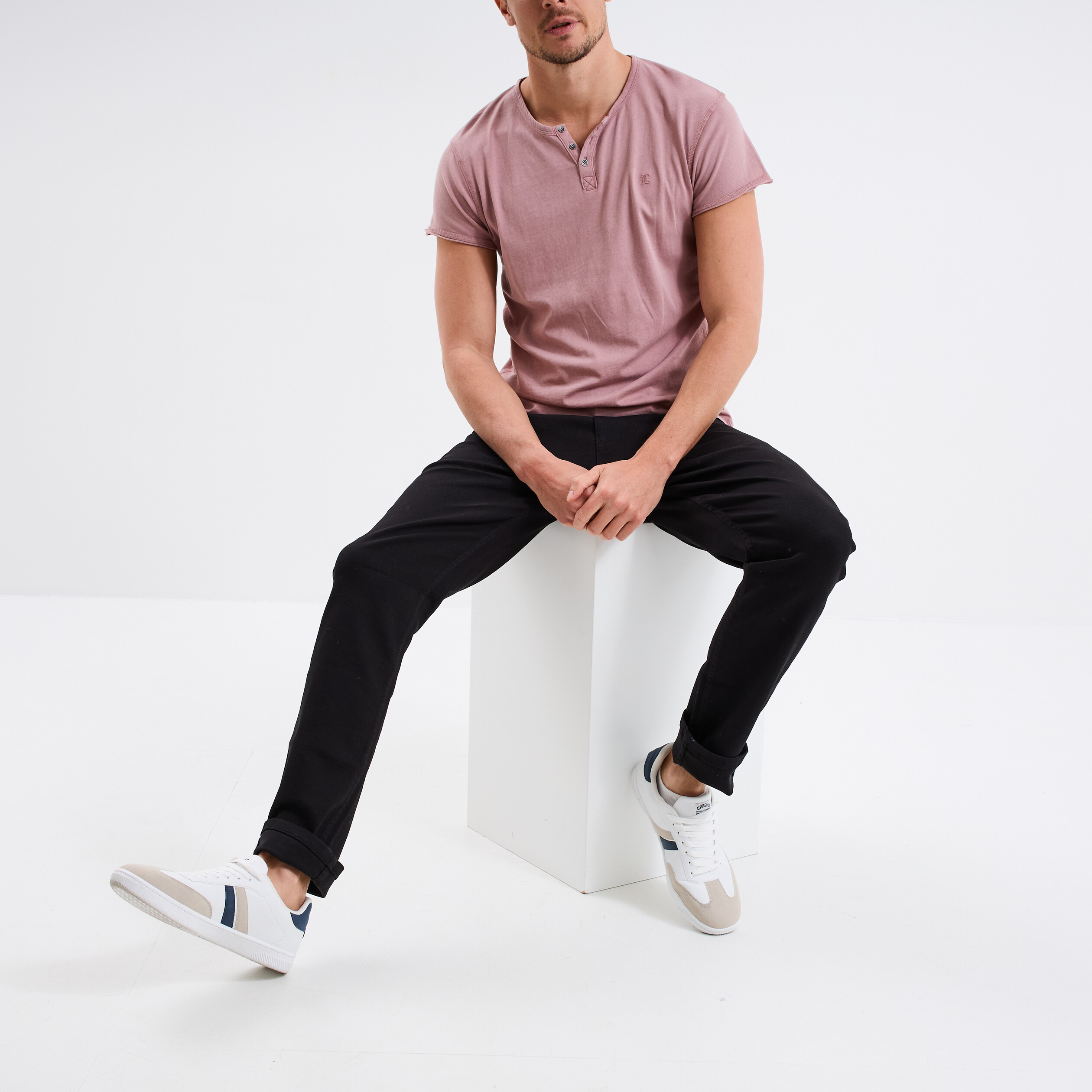 t shirt col tunisien manches courtes parme homme T-shirt col tunisien manches courtes parme homme