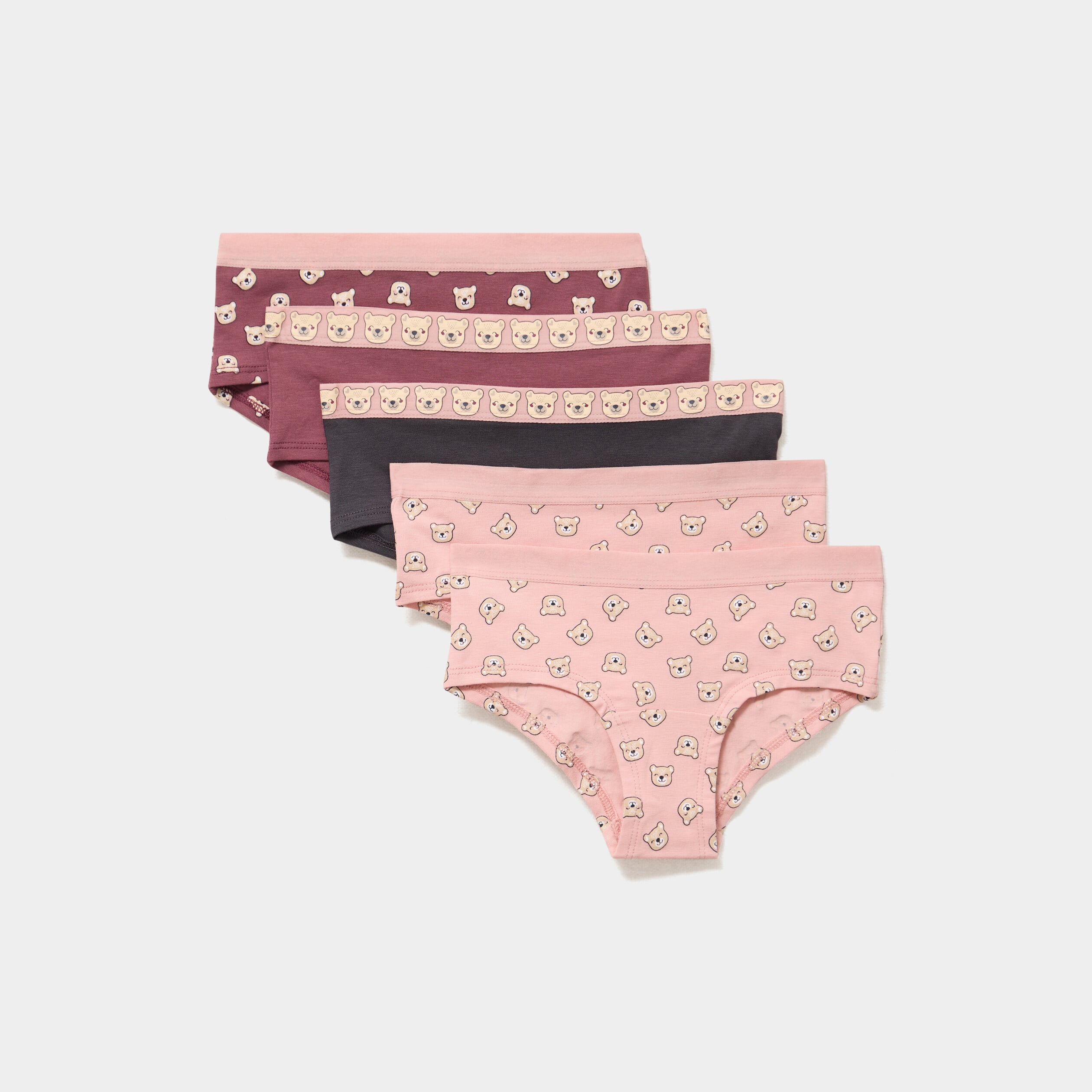Lot 5 shortys coton majoritaire rose fille