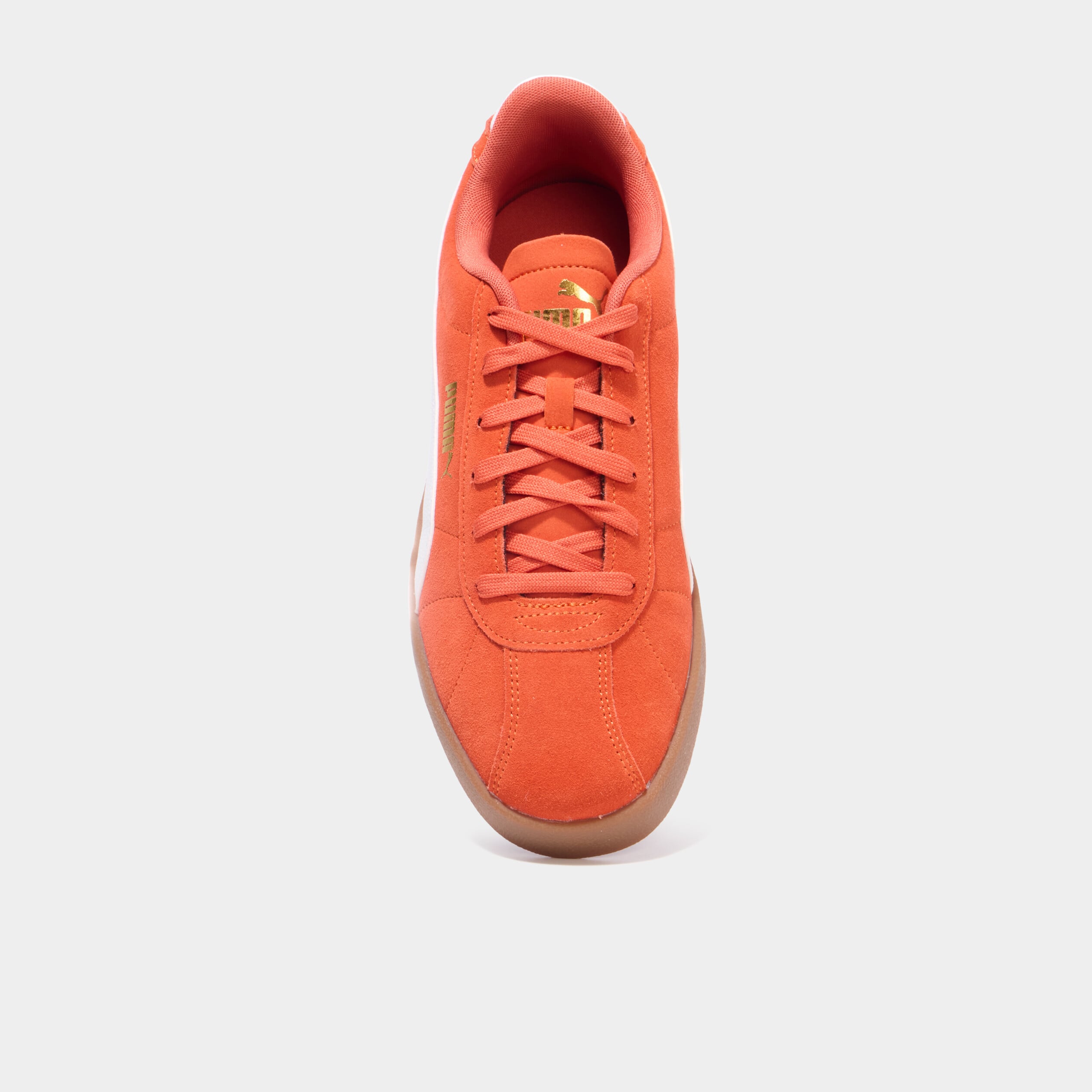 Tennis basses &agrave; lacets en cuir Puma Club orange fonc&eacute; homme