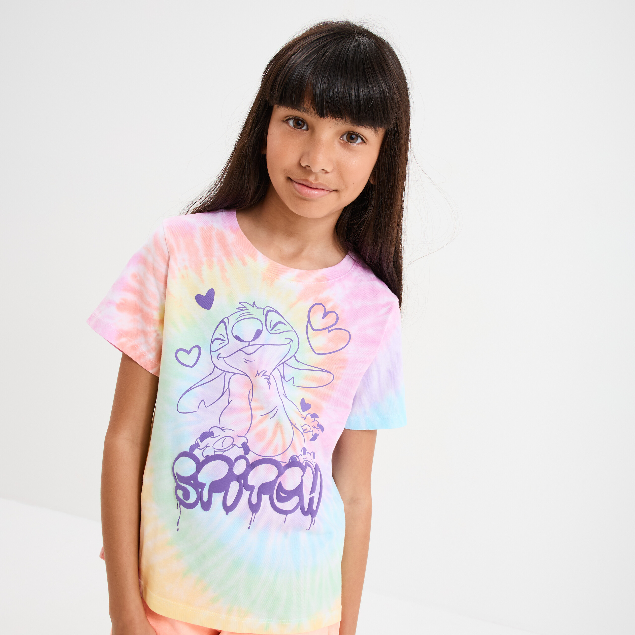 t shirt manches courtes coton stitch multicolore fille T-shirt manches courtes coton Stitch multicolore fille