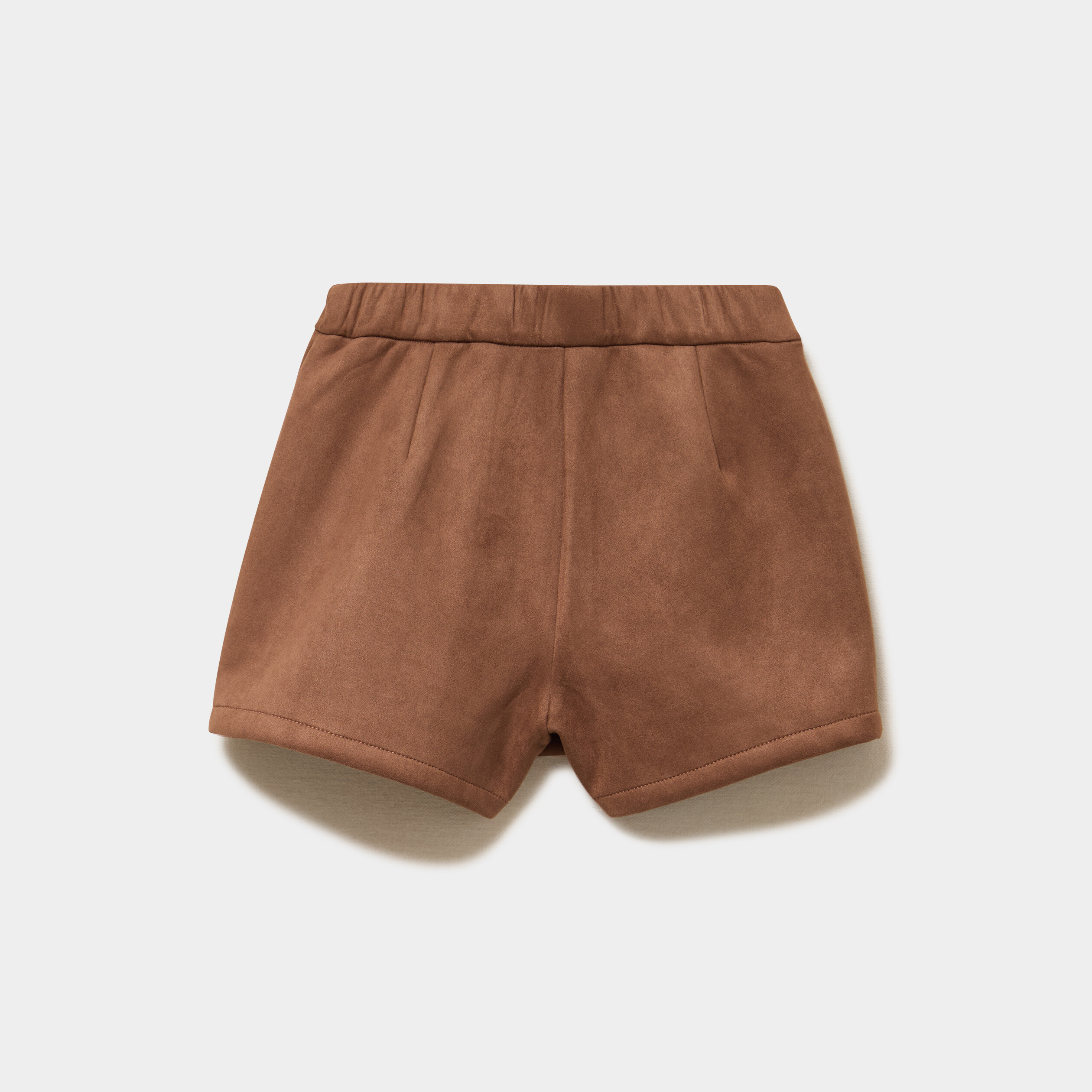 Jupe-short effet su&eacute;dine camel fille