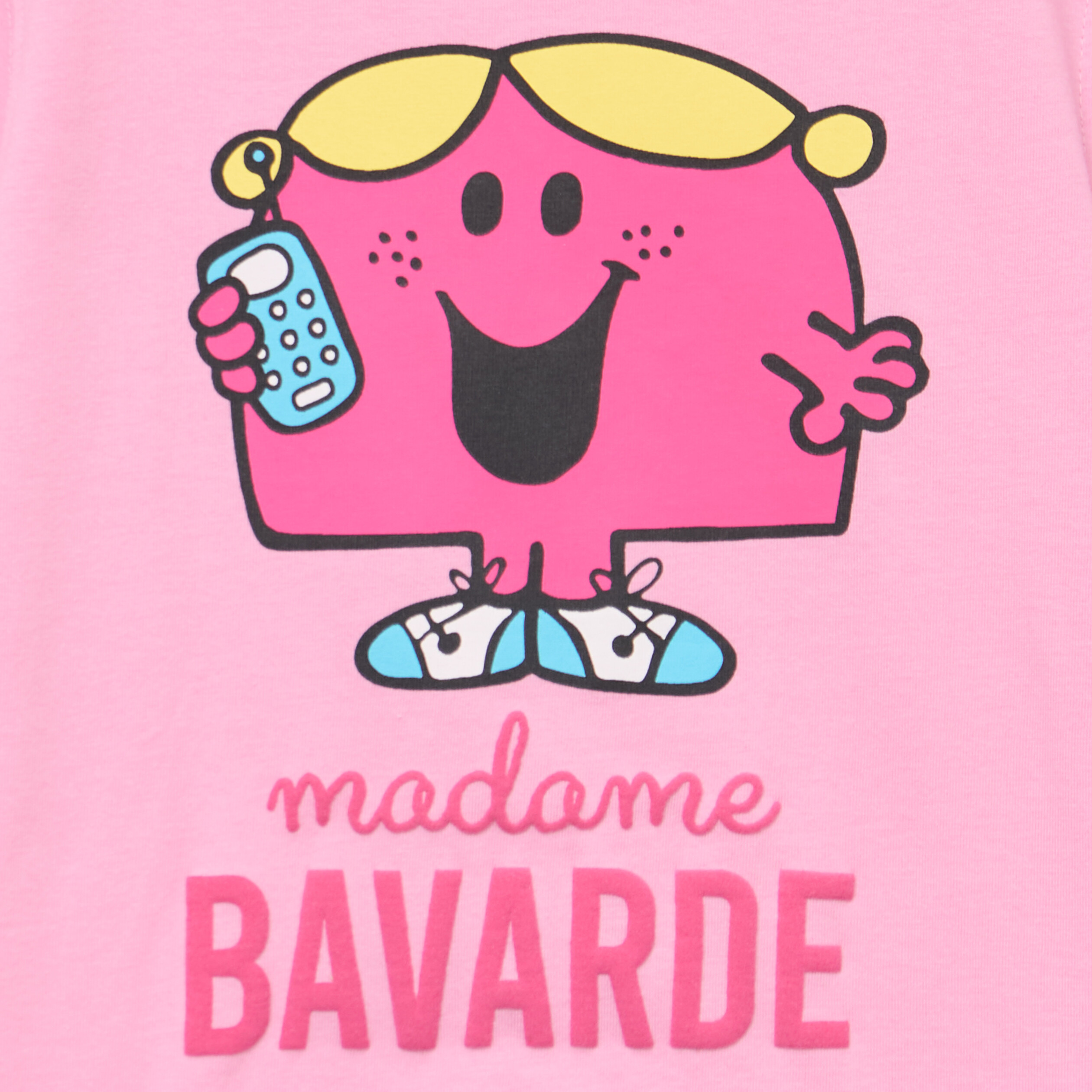T-shirt col rond coton madame bavarde rose fille