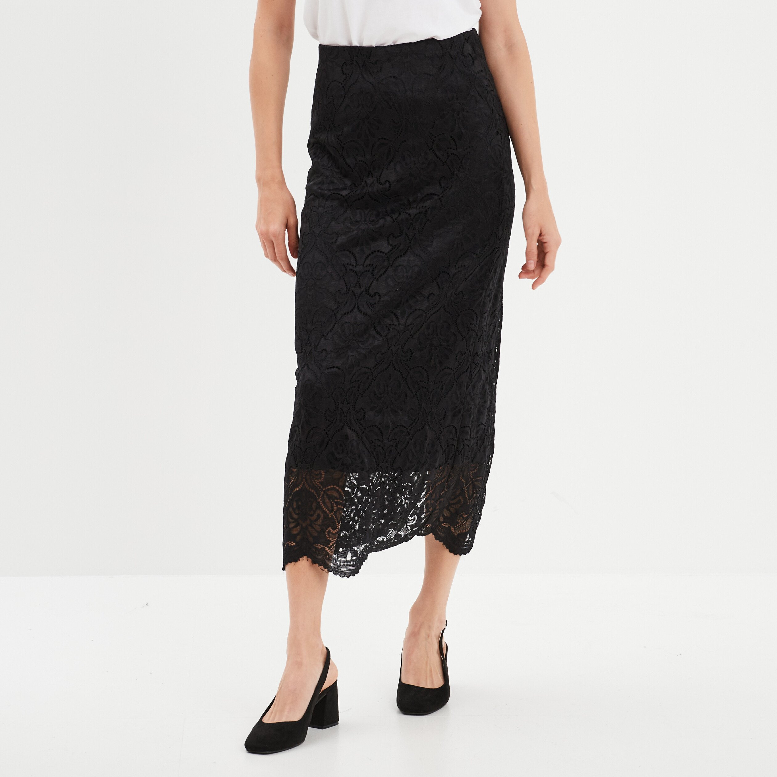 jupe midi dentelle noir femme Jupe midi dentelle noir femme