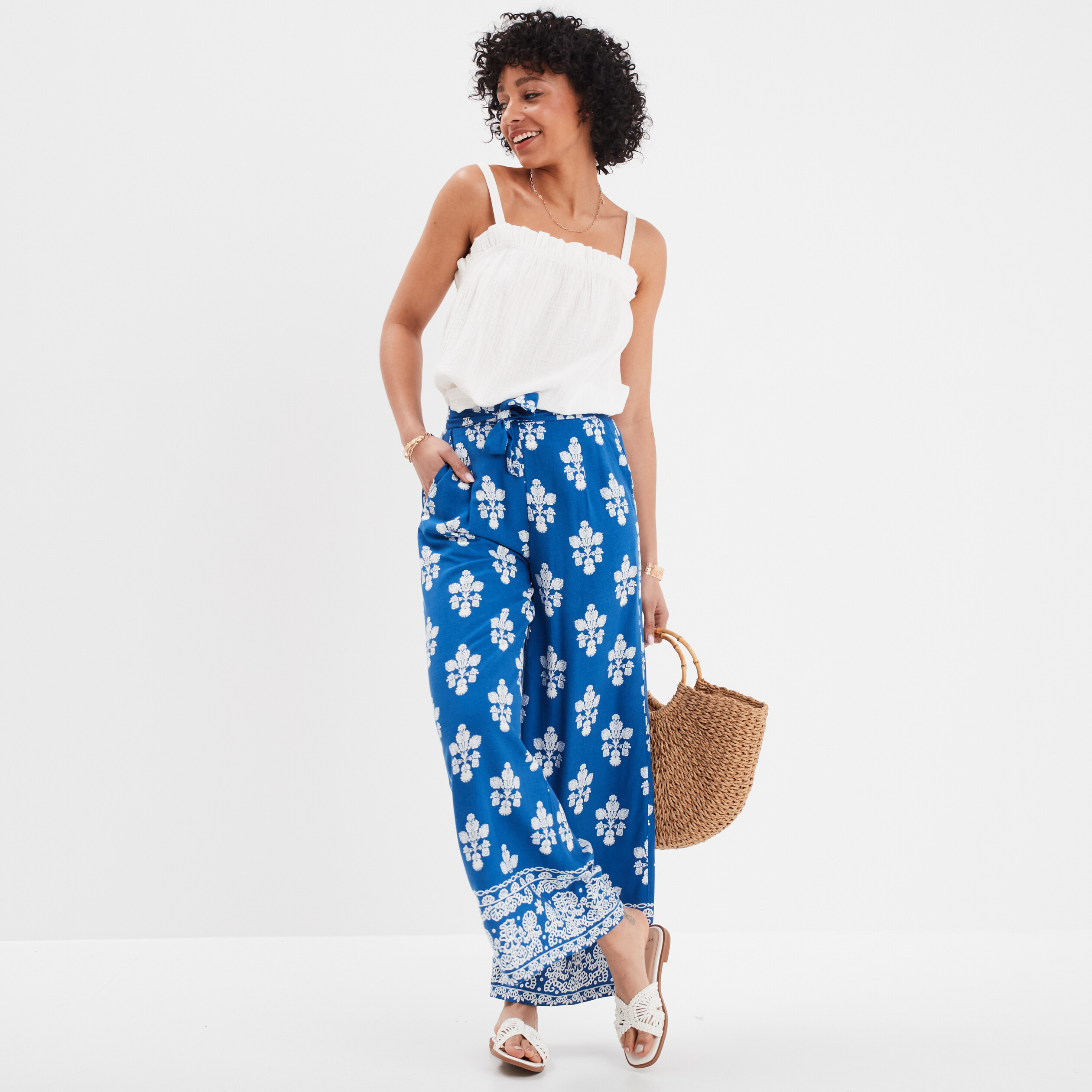Pantalon bleu électrique femme hotsell