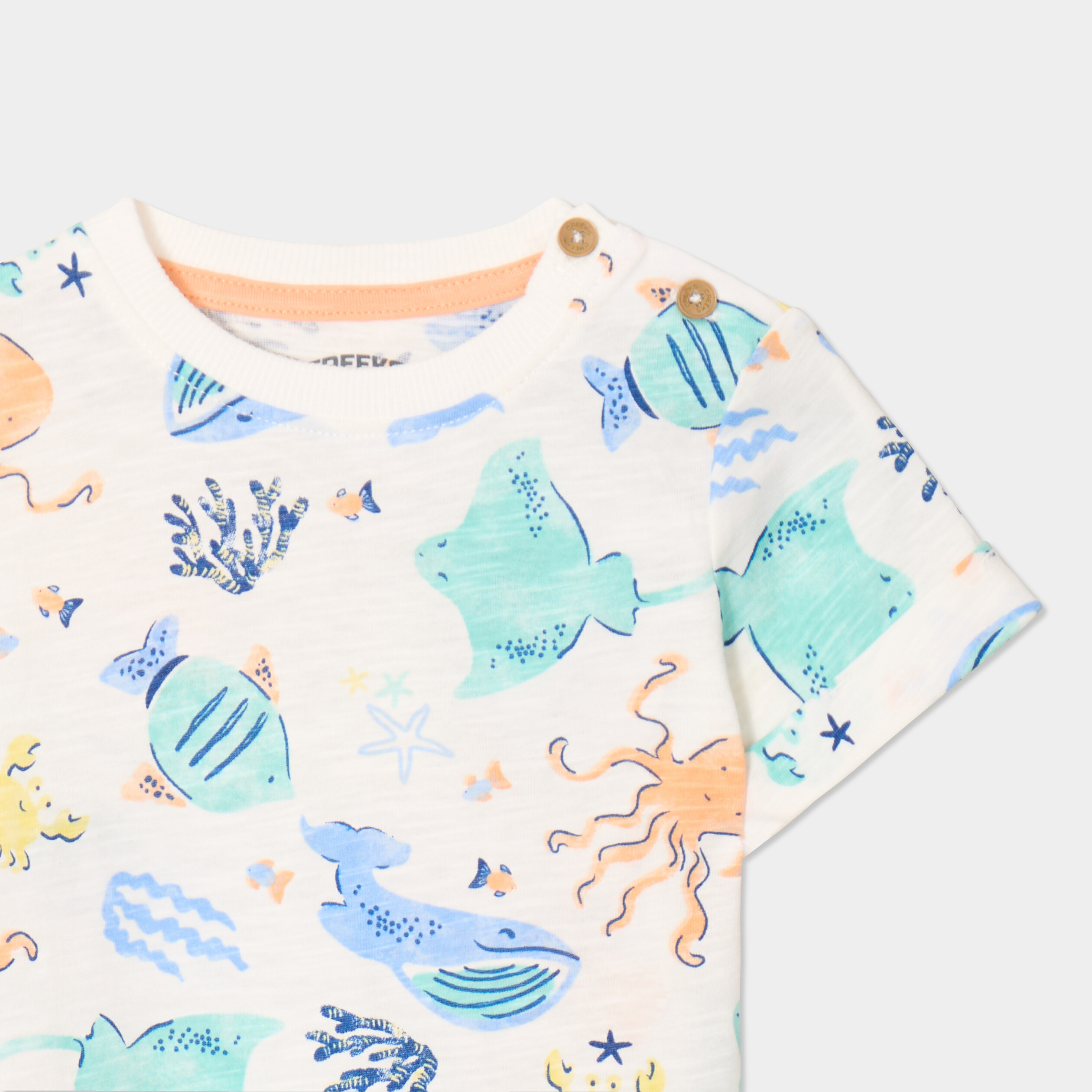 T-shirt avec manches courtes coton ecru b&eacute;b&eacute; gar&ccedil;on