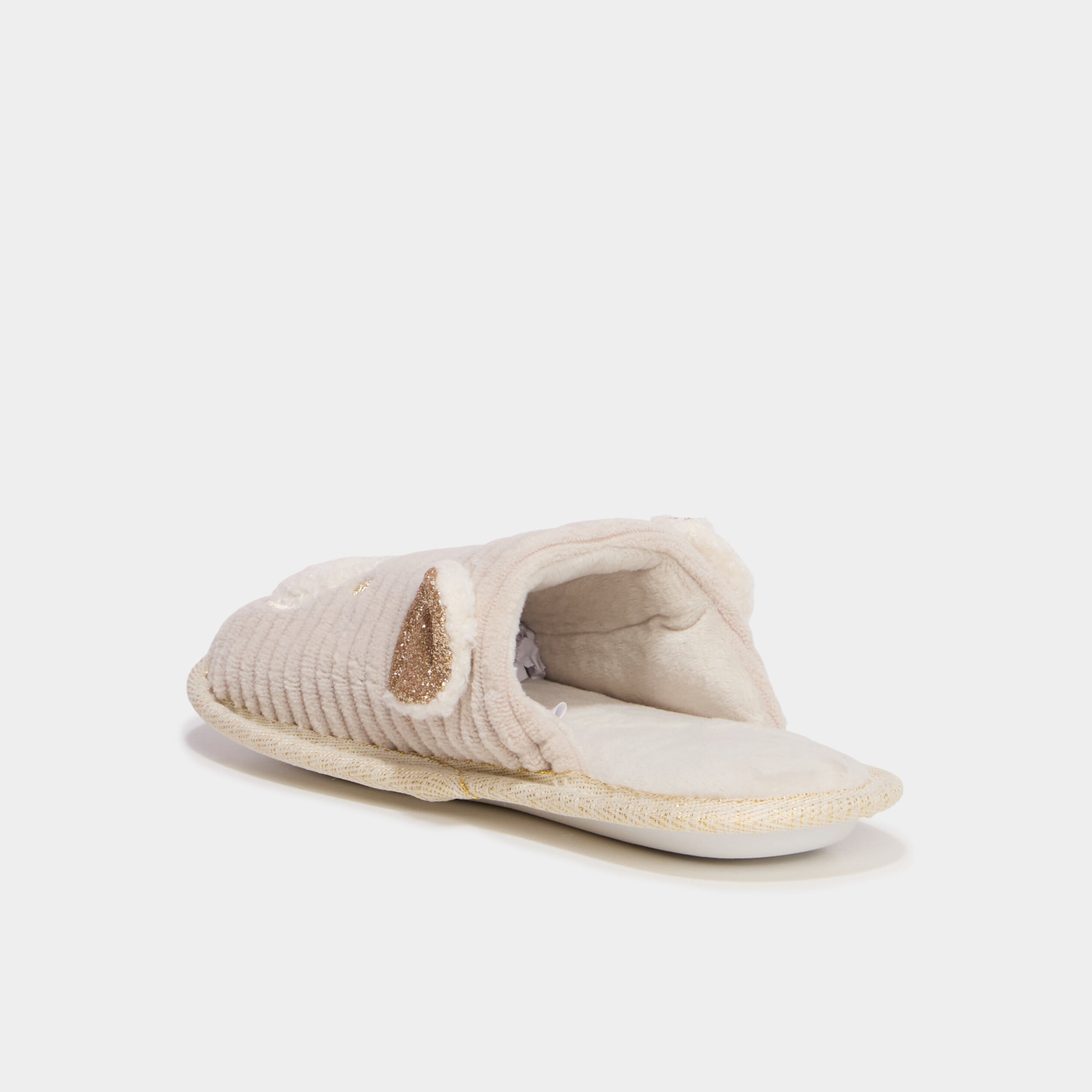 Chaussons mules effet velours sable fille