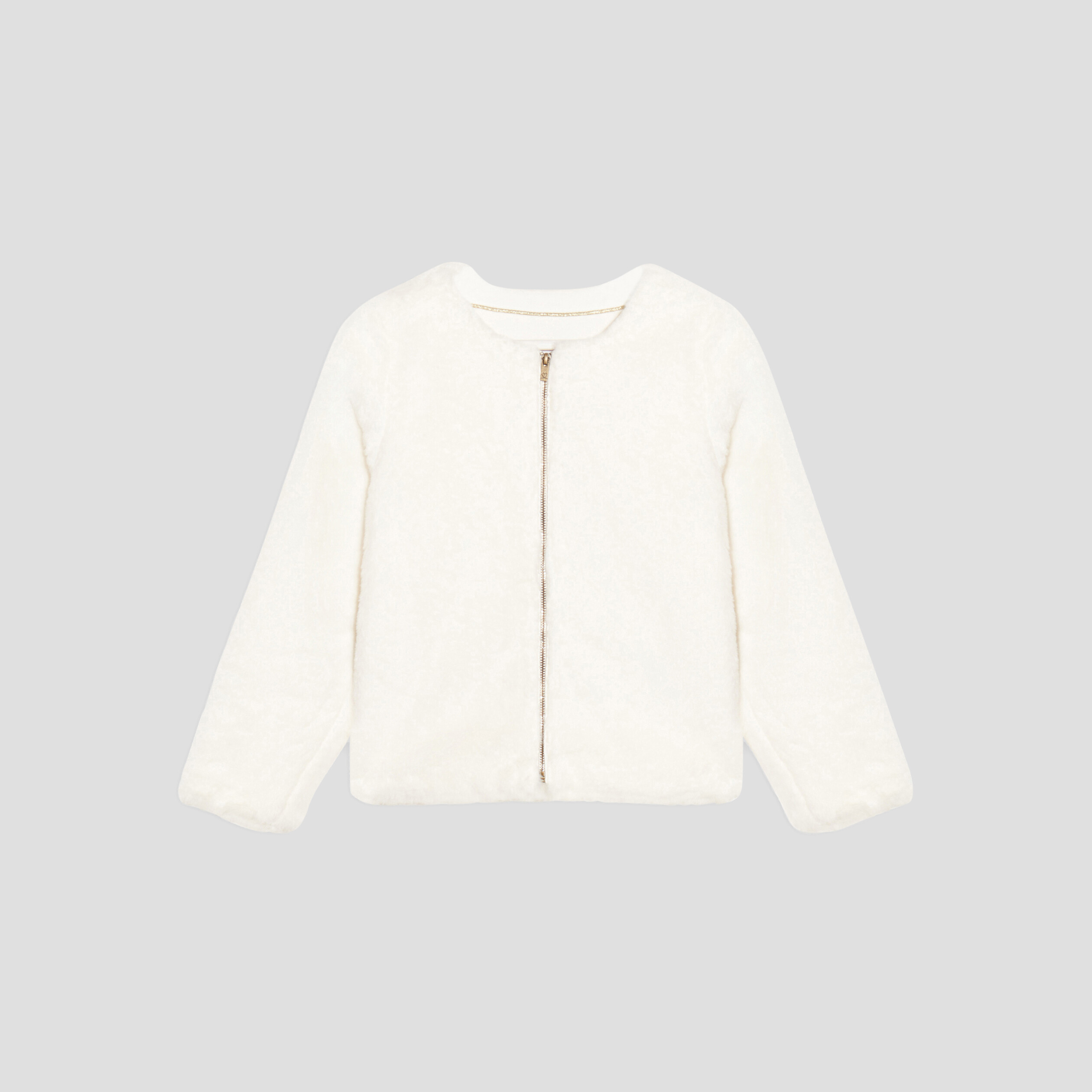 Gilet zippé fausse fourrure ivoire fille