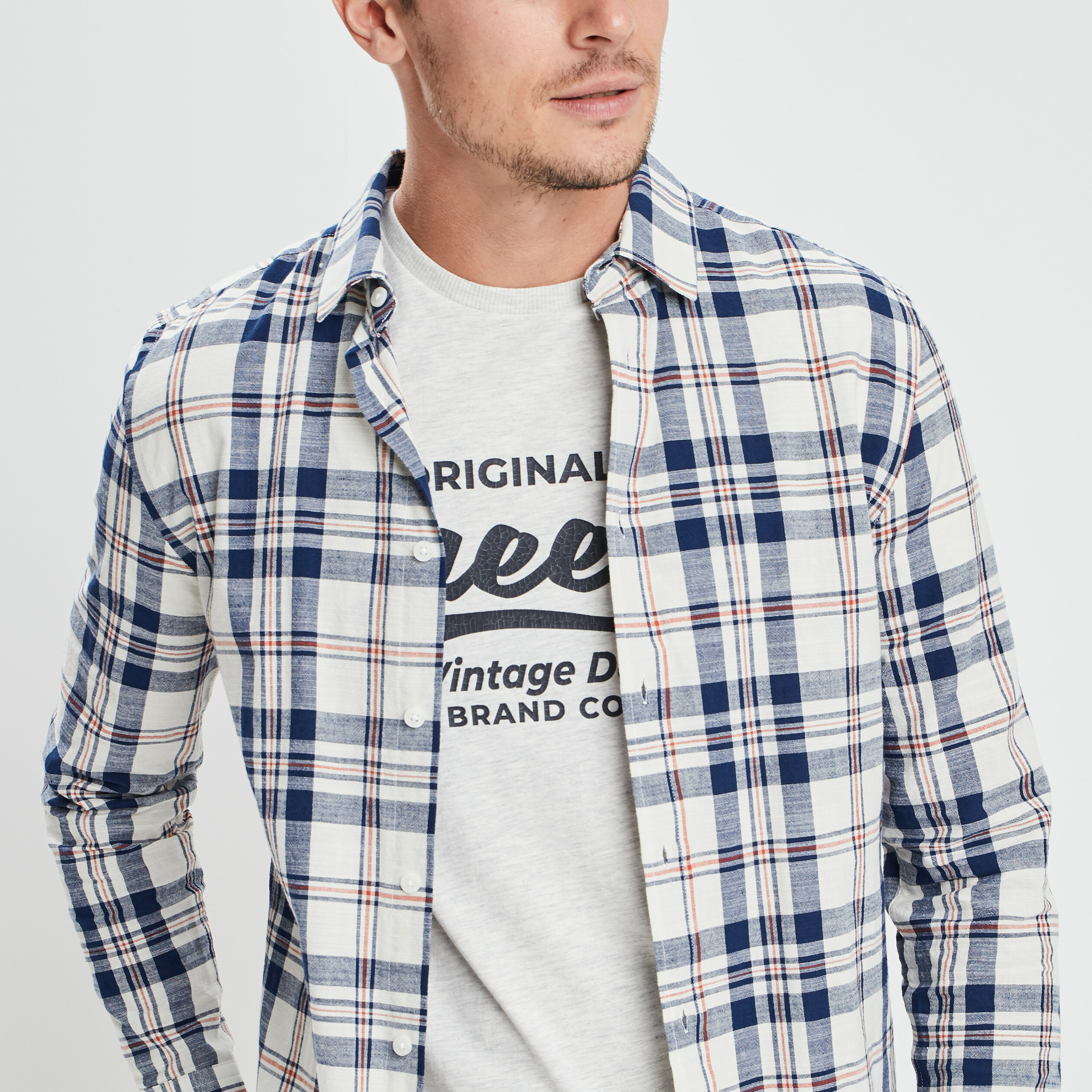 chemise manches longues a carreaux bleu homme Chemise manches longues à carreaux bleu homme