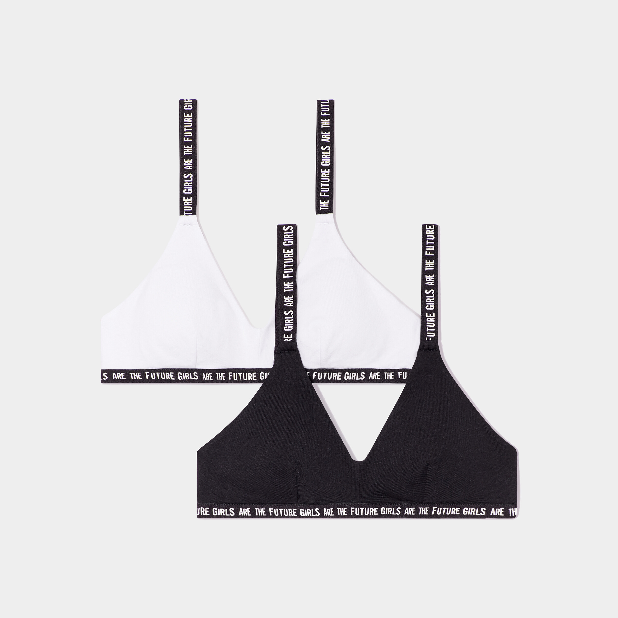 lot 2 brassieres forme triangle coton noir fille Lot 2 brassières forme triangle coton noir fille