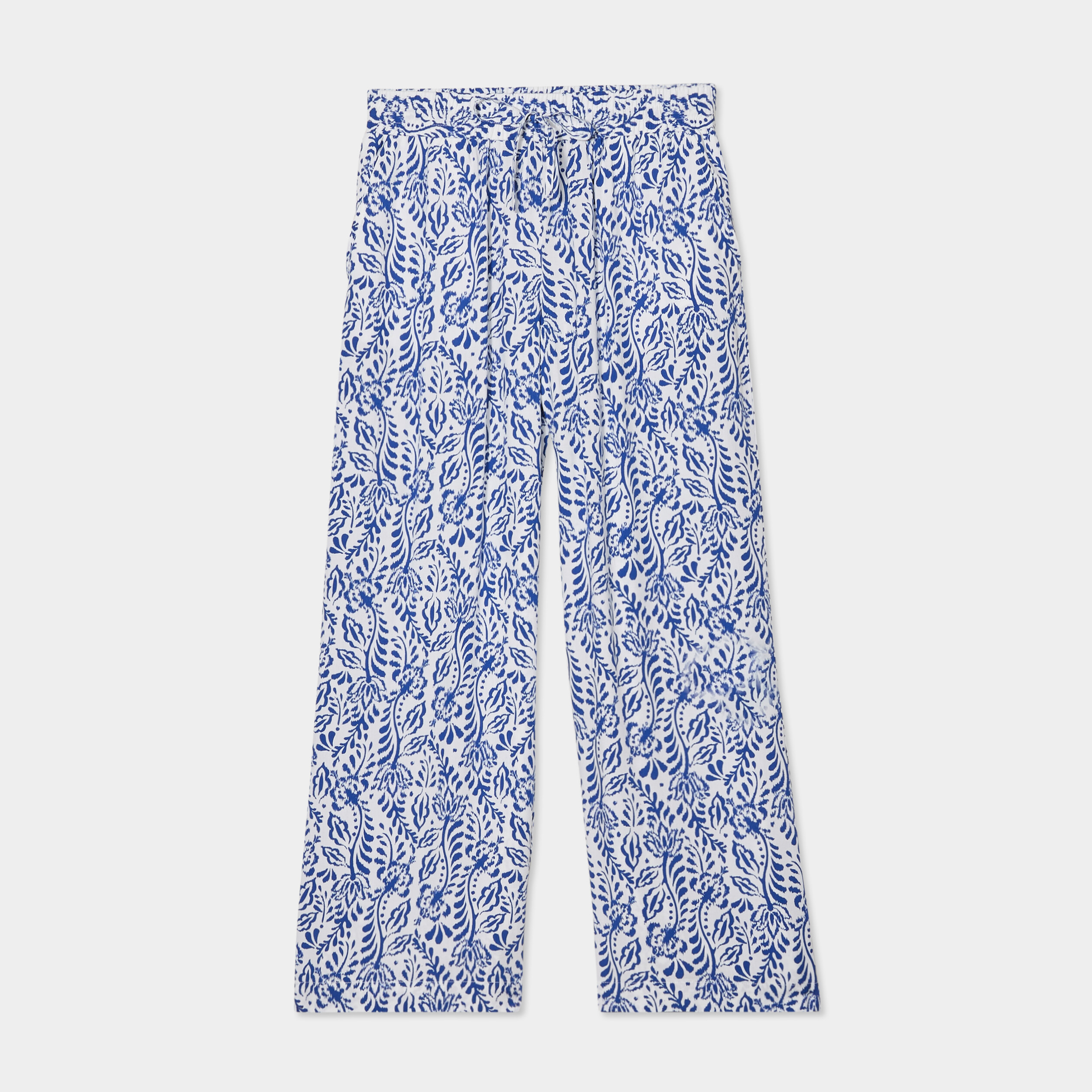 pantalon fluide large taille elastiquee bleu marine femme Pantalon fluide large taille élastiquée bleu marine femme