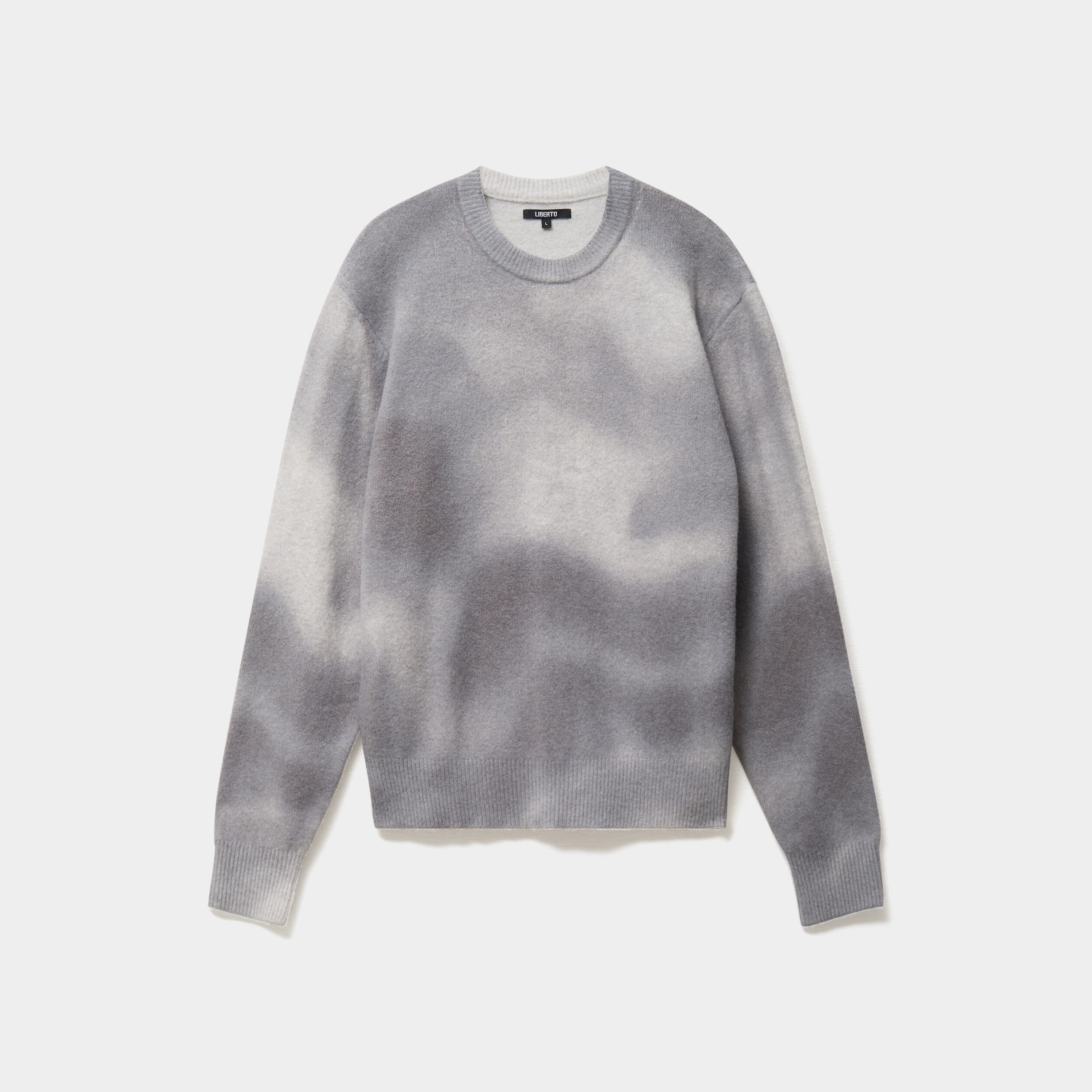 Pull col rond manches longues gris clair homme