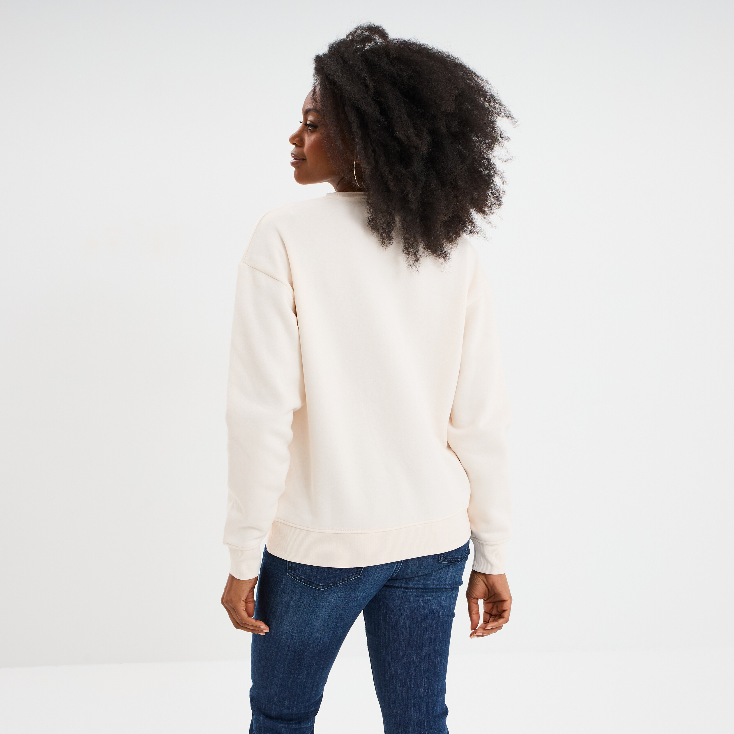 sweat col rond manches longues blanc femme Sweat col rond manches longues blanc femme