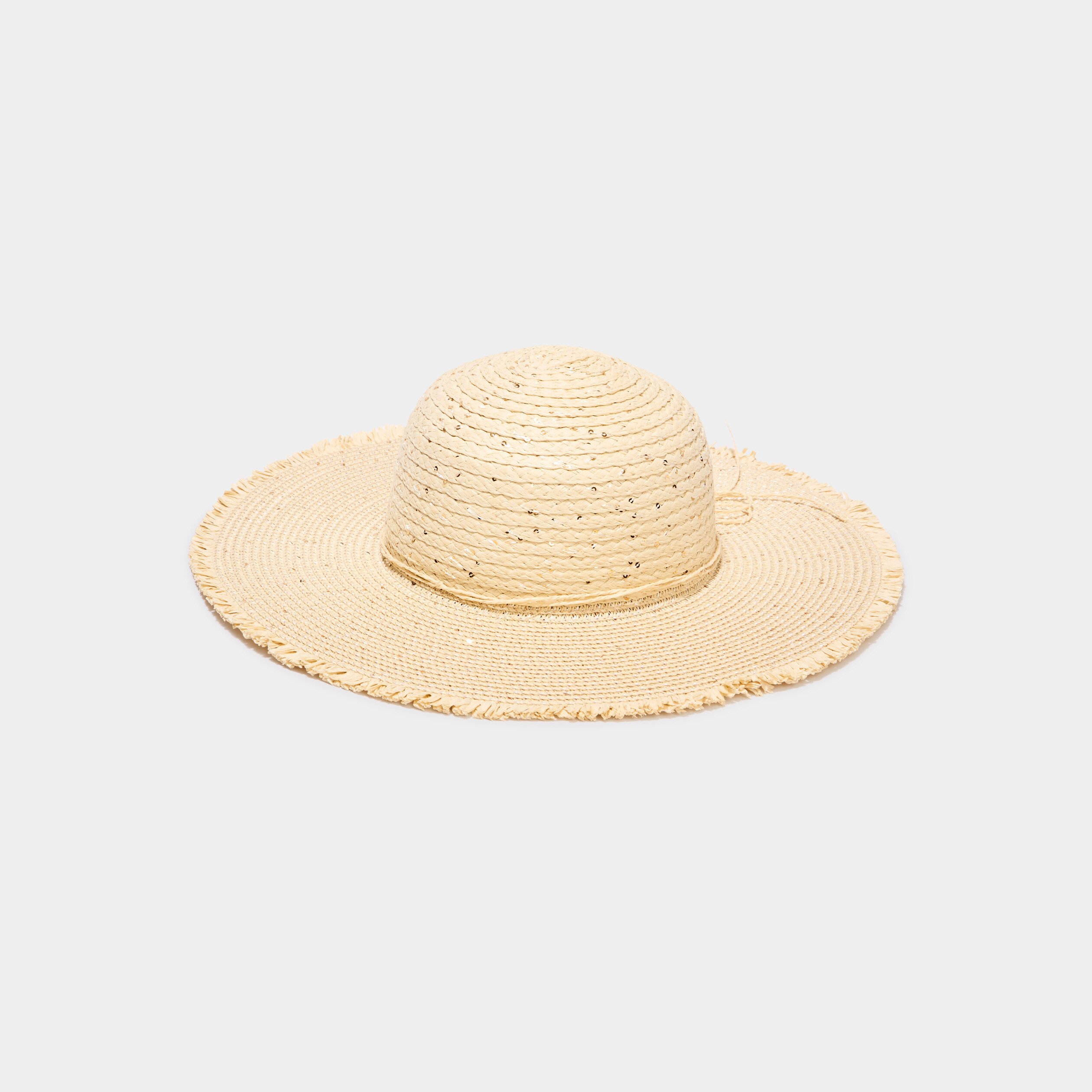 chapeau de paille a sequins sable femme Chapeau de paille à sequins sable femme