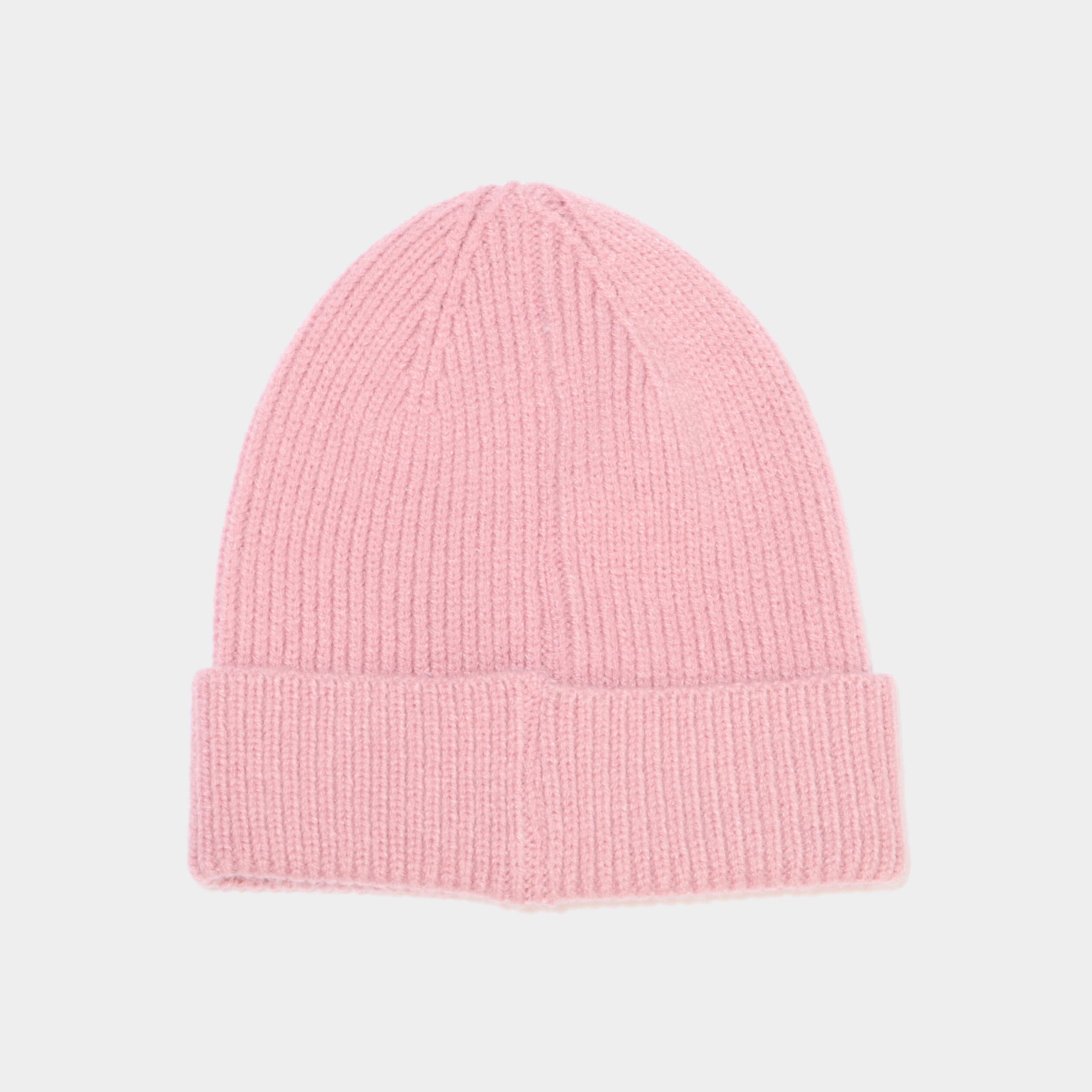Bonnet &agrave; revers tricot&eacute; vieux rose fille