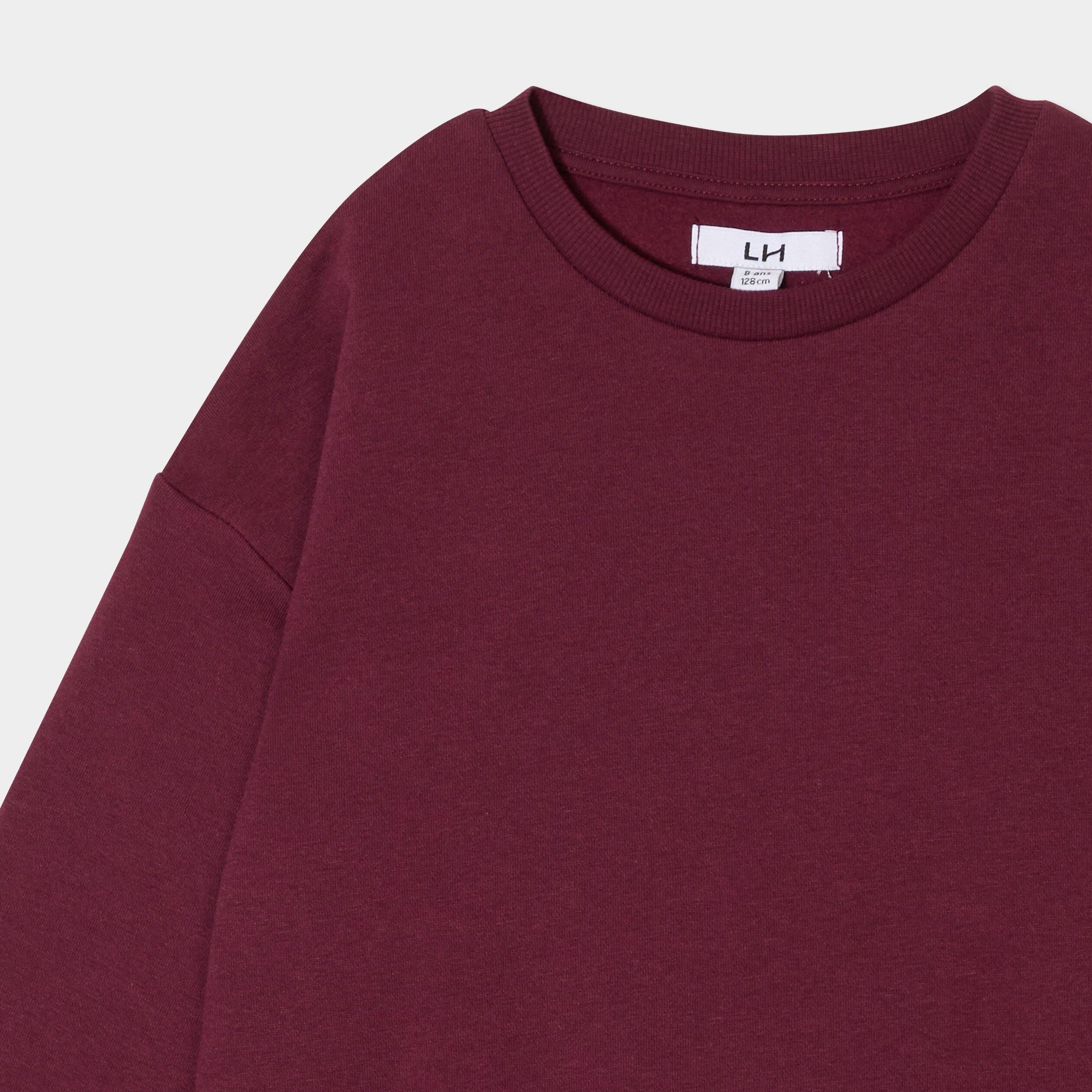 sweat col rond manches longues bordeaux fille Sweat col rond manches longues bordeaux fille