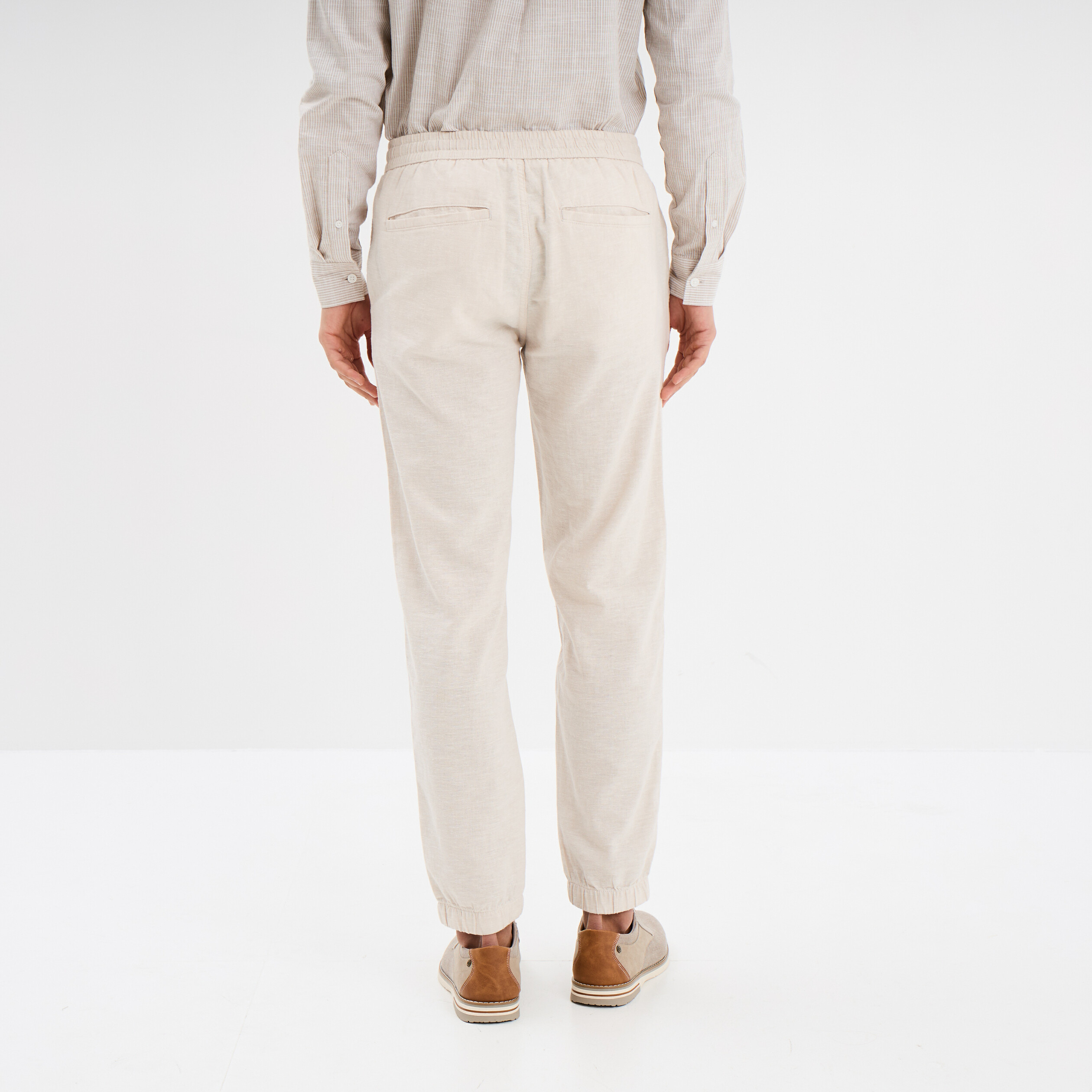 pantalon de jogging en lin melange gris clair homme Pantalon de jogging en lin mélangé gris clair homme