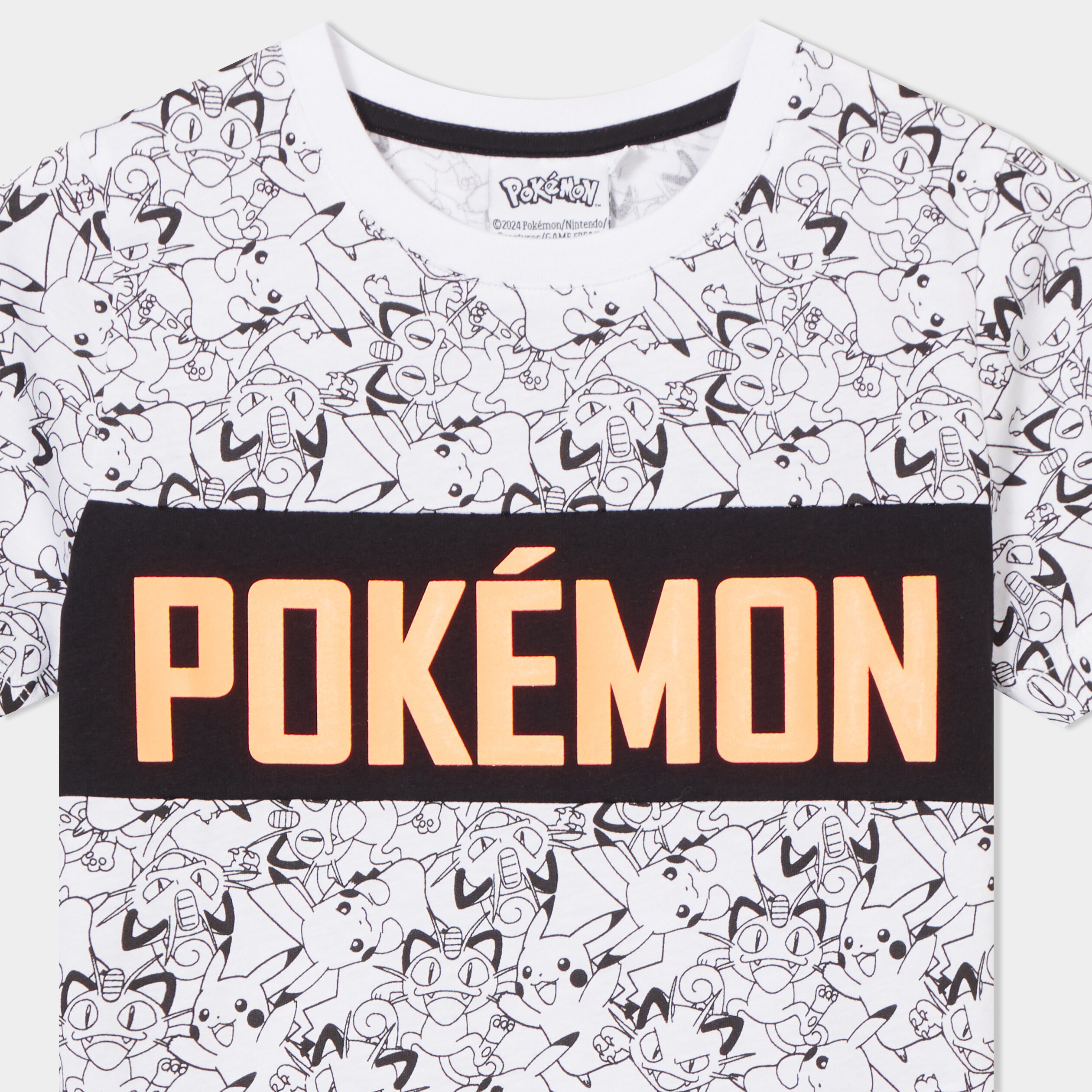 t shirt manches courtes coton pokemon blanc garcon T-shirt manches courtes coton Pokémon blanc garçon
